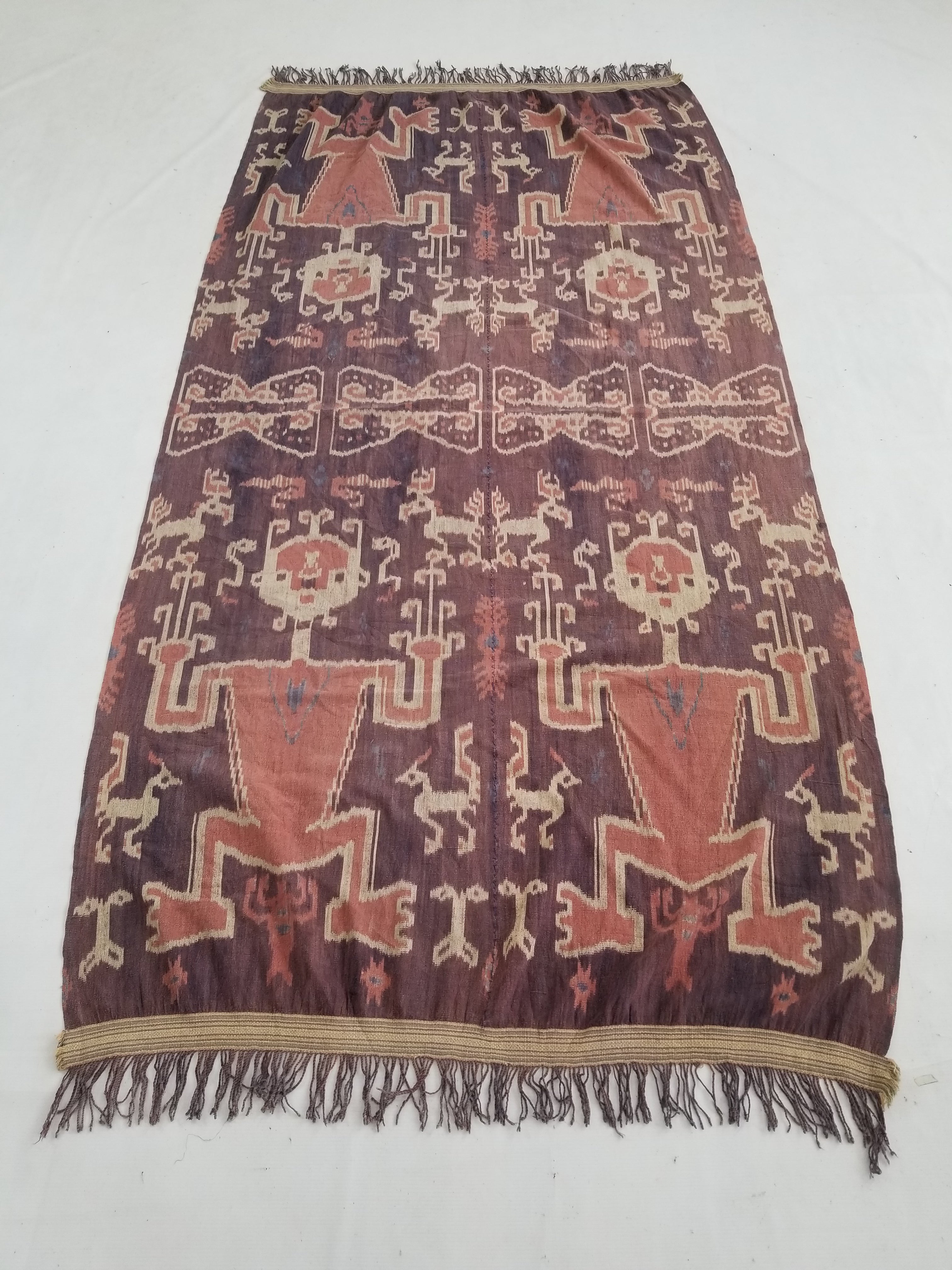 Vintage Indonesian Handwoven Sumba Ikat Vertical Seam Textile 210x109cm