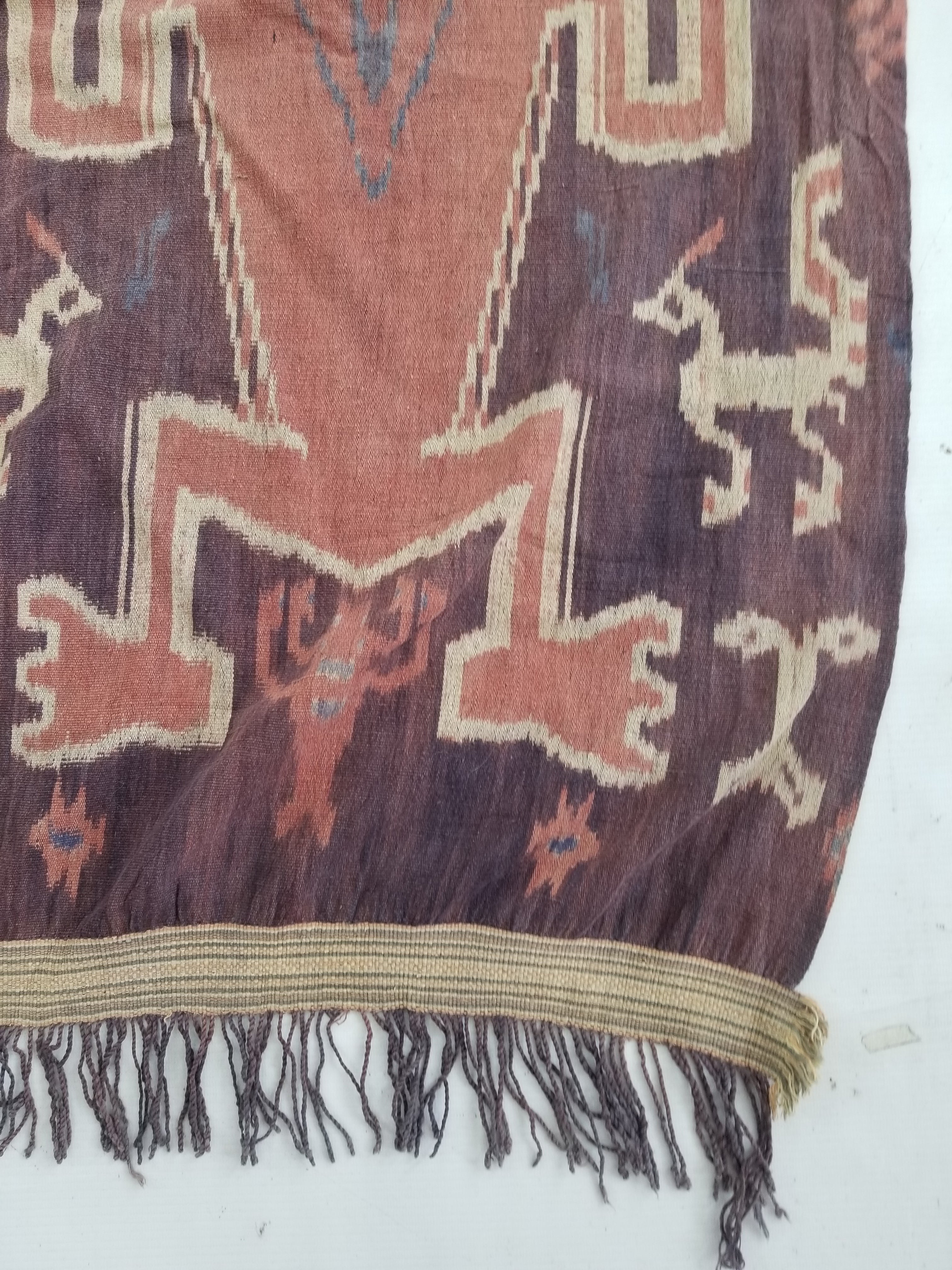Vintage Indonesian Handwoven Sumba Ikat Vertical Seam Textile 210x109cm