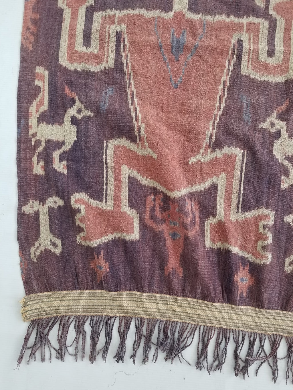 Vintage Indonesian Handwoven Sumba Ikat Vertical Seam Textile 210x109cm