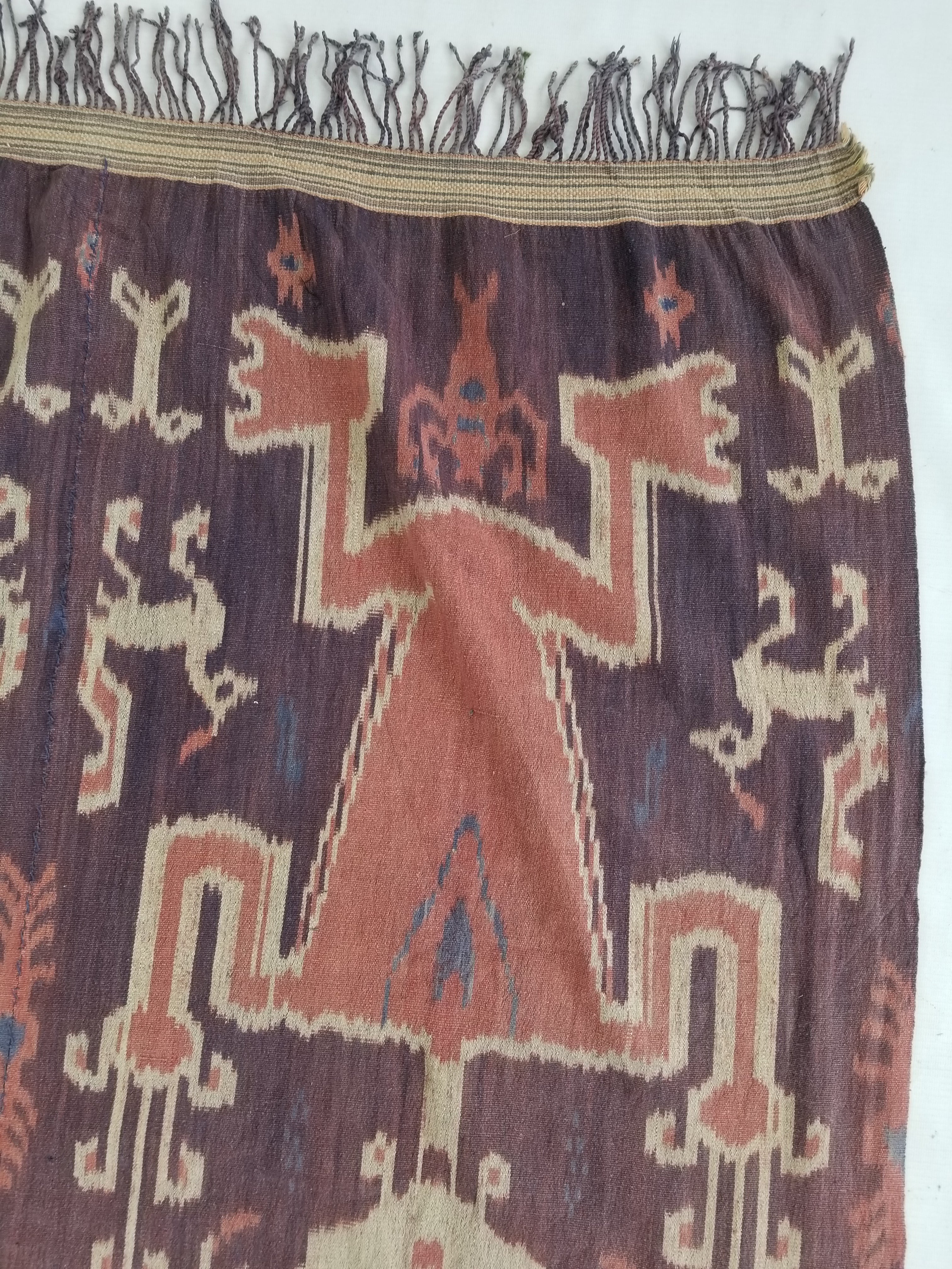 Vintage Indonesian Handwoven Sumba Ikat Vertical Seam Textile 210x109cm