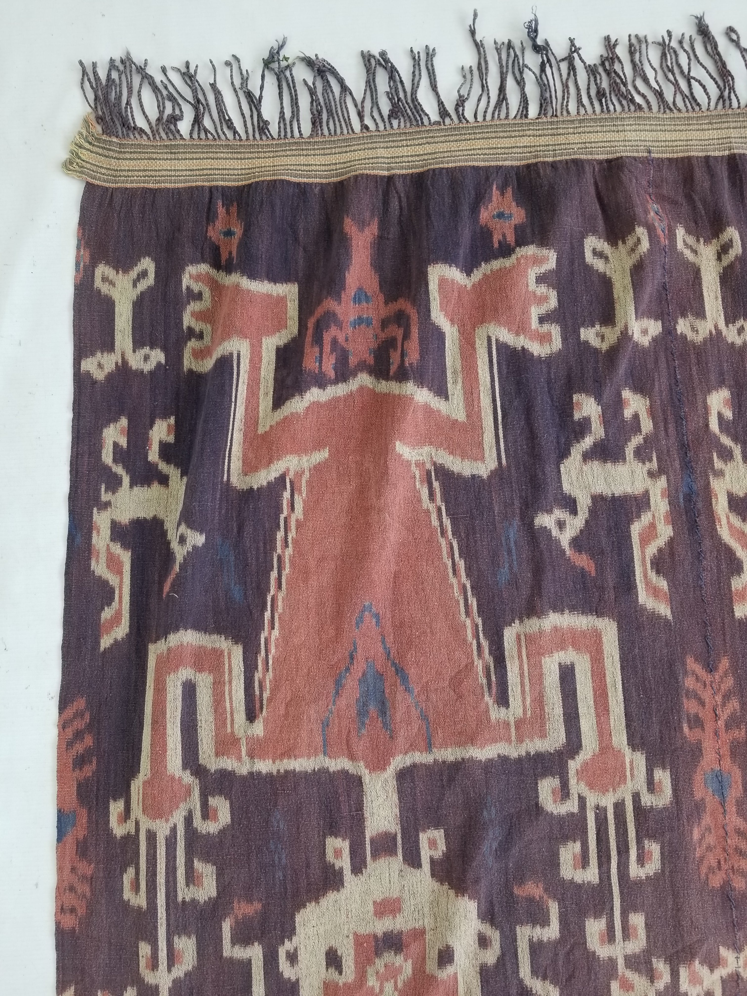 Vintage Indonesian Handwoven Sumba Ikat Vertical Seam Textile 210x109cm