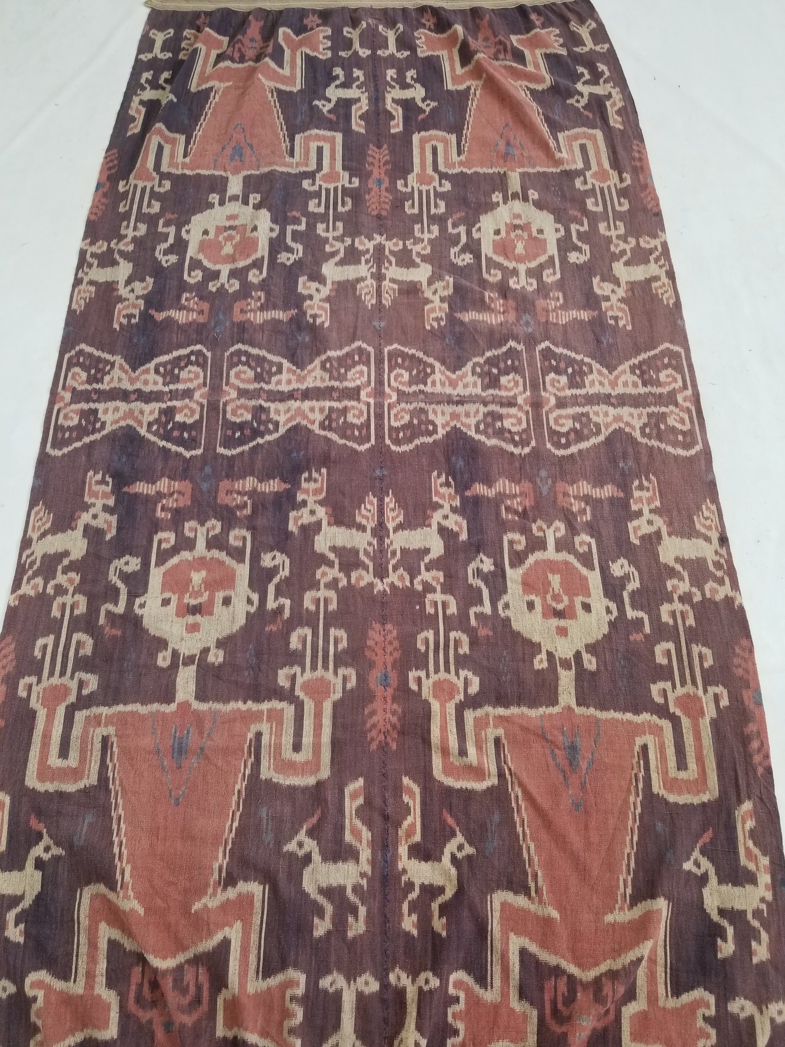 Vintage Indonesian Handwoven Sumba Ikat Vertical Seam Textile 210x109cm
