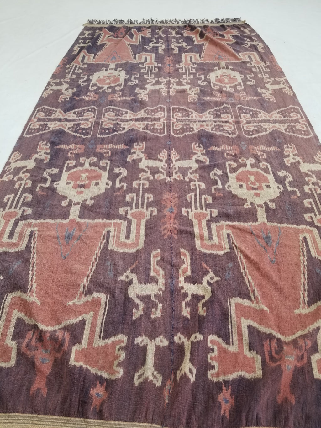 Vintage Indonesian Handwoven Sumba Ikat Vertical Seam Textile 210x109cm