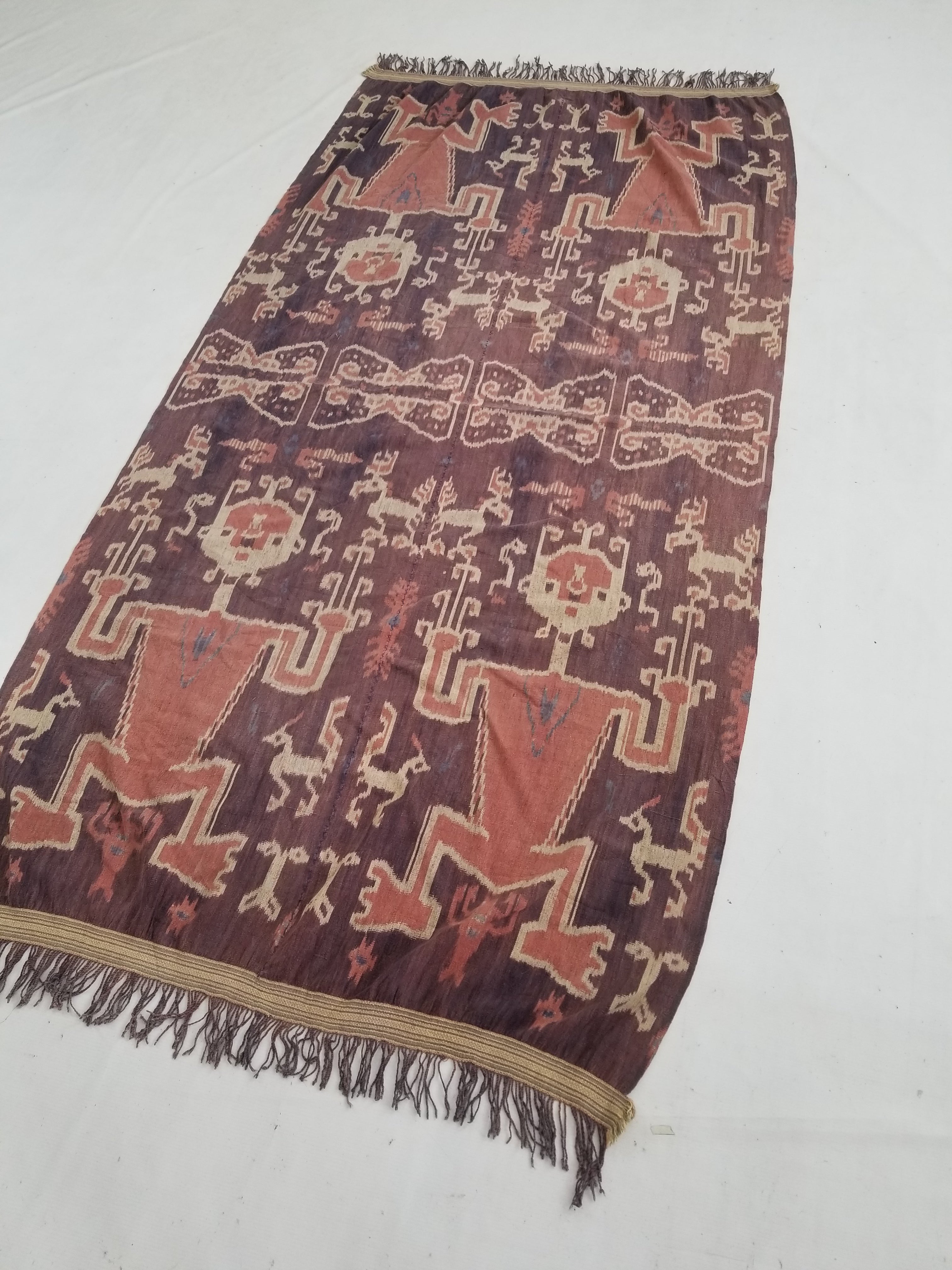 Vintage Indonesian Handwoven Sumba Ikat Vertical Seam Textile 210x109cm