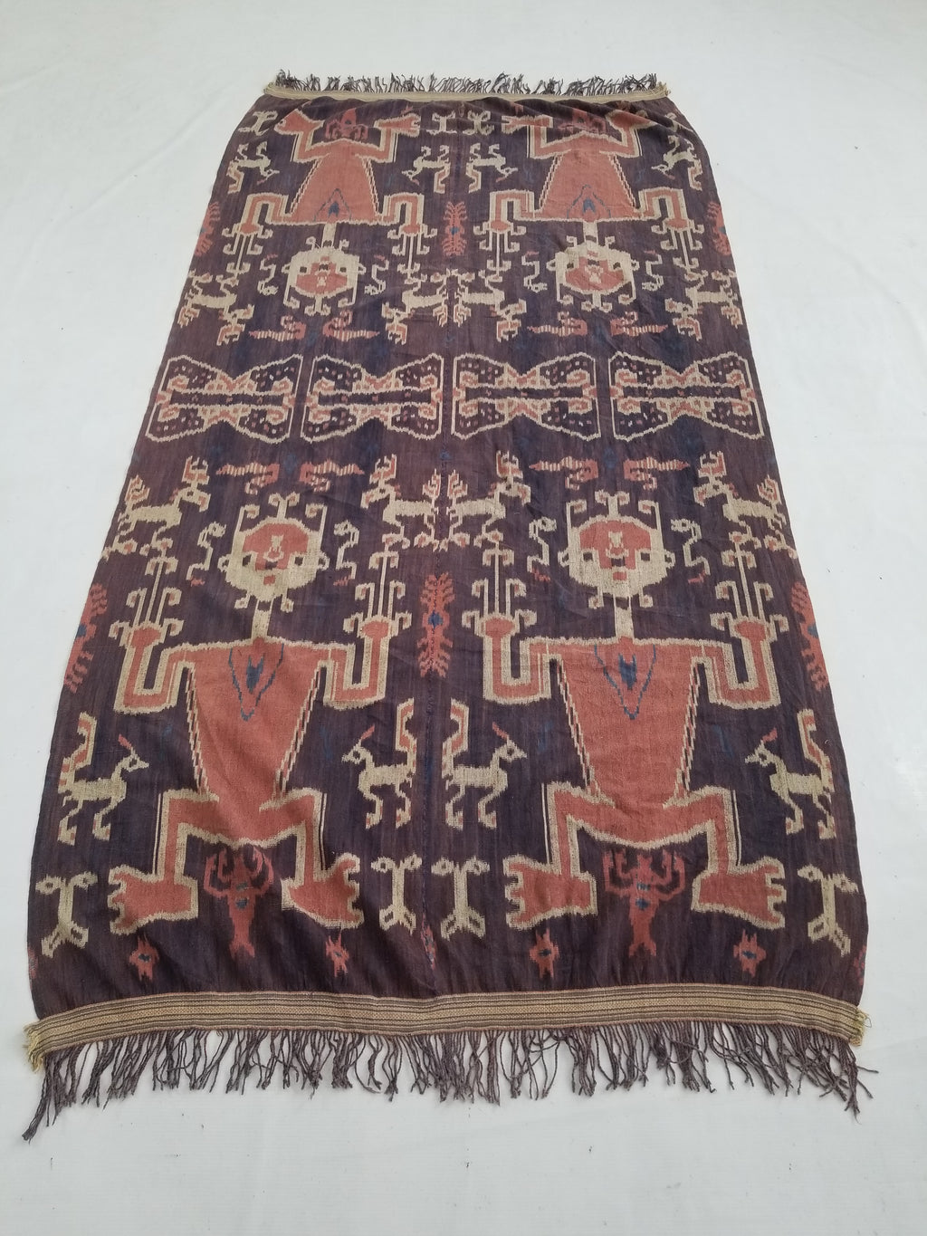 Vintage Indonesian Handwoven Sumba Ikat Vertical Seam Textile 210x109cm