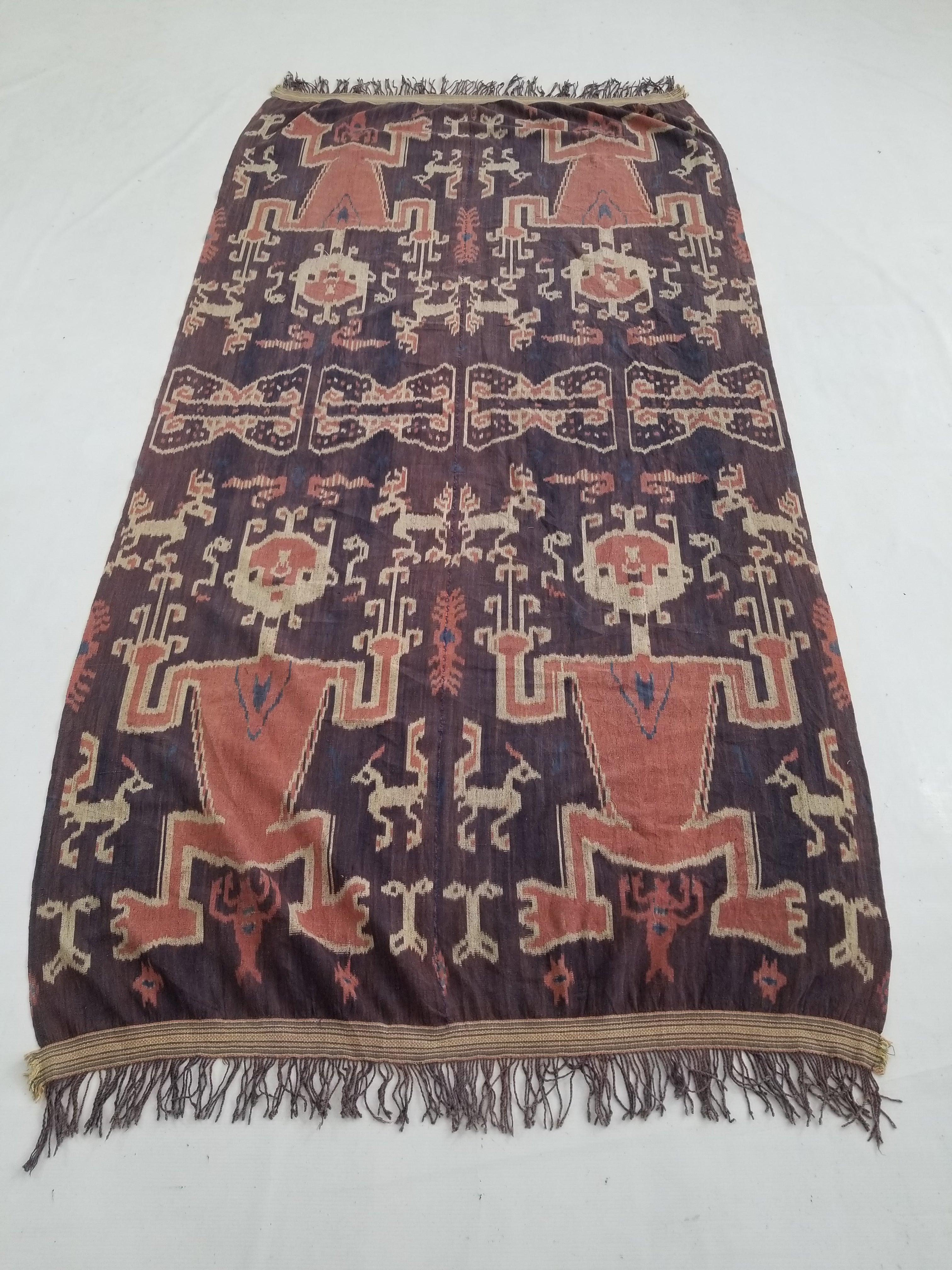 Vintage Indonesian Handwoven Sumba Ikat Vertical Seam Textile 210x109cm