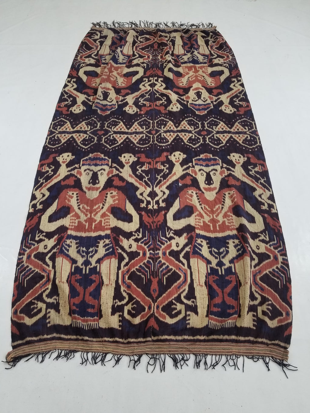 Vintage Indonesian Handwoven Sumba Ikat Hinggi Vertical Seam Textile 224x115cm