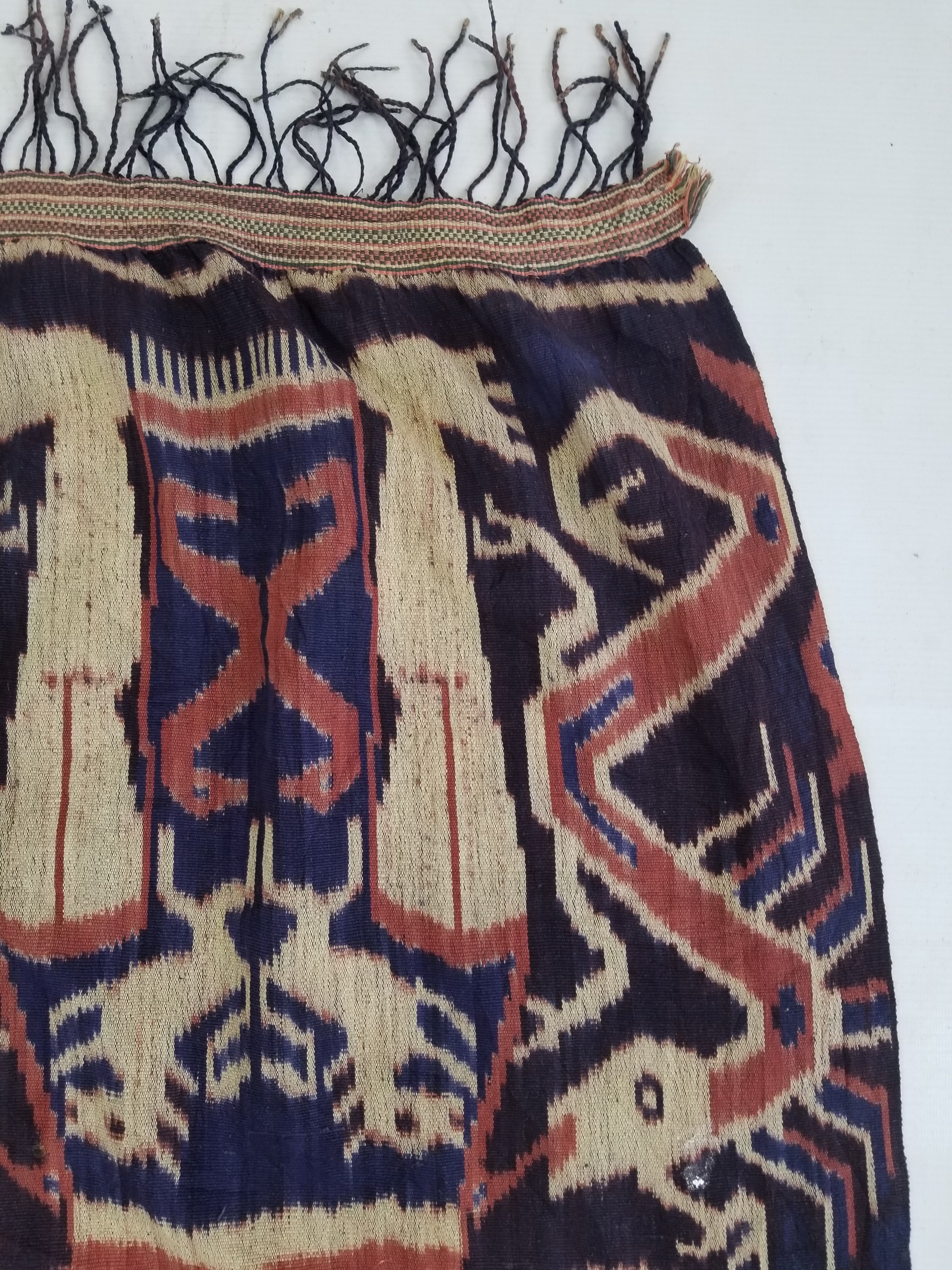Vintage Indonesian Handwoven Sumba Ikat Hinggi Vertical Seam Textile 224x115cm