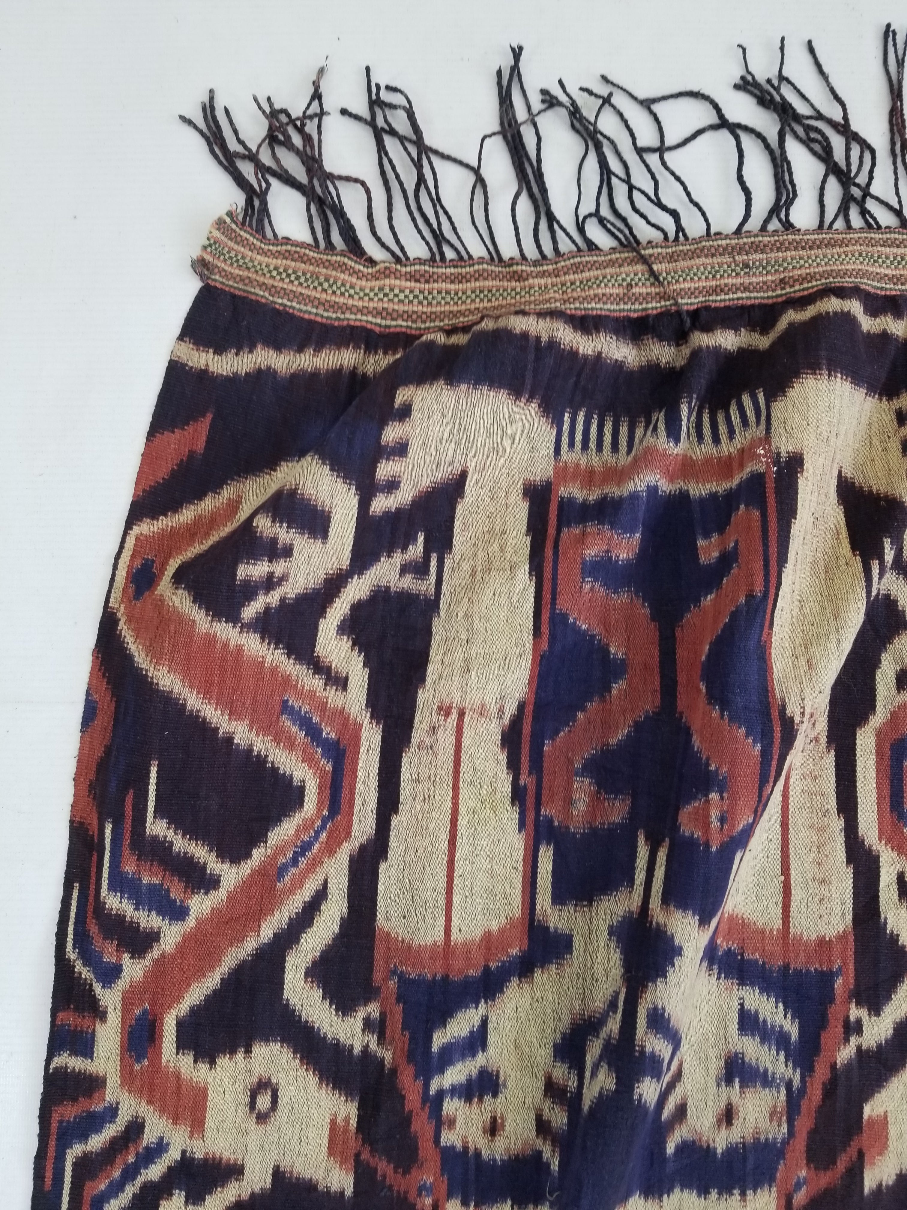 Vintage Indonesian Handwoven Sumba Ikat Hinggi Vertical Seam Textile 224x115cm