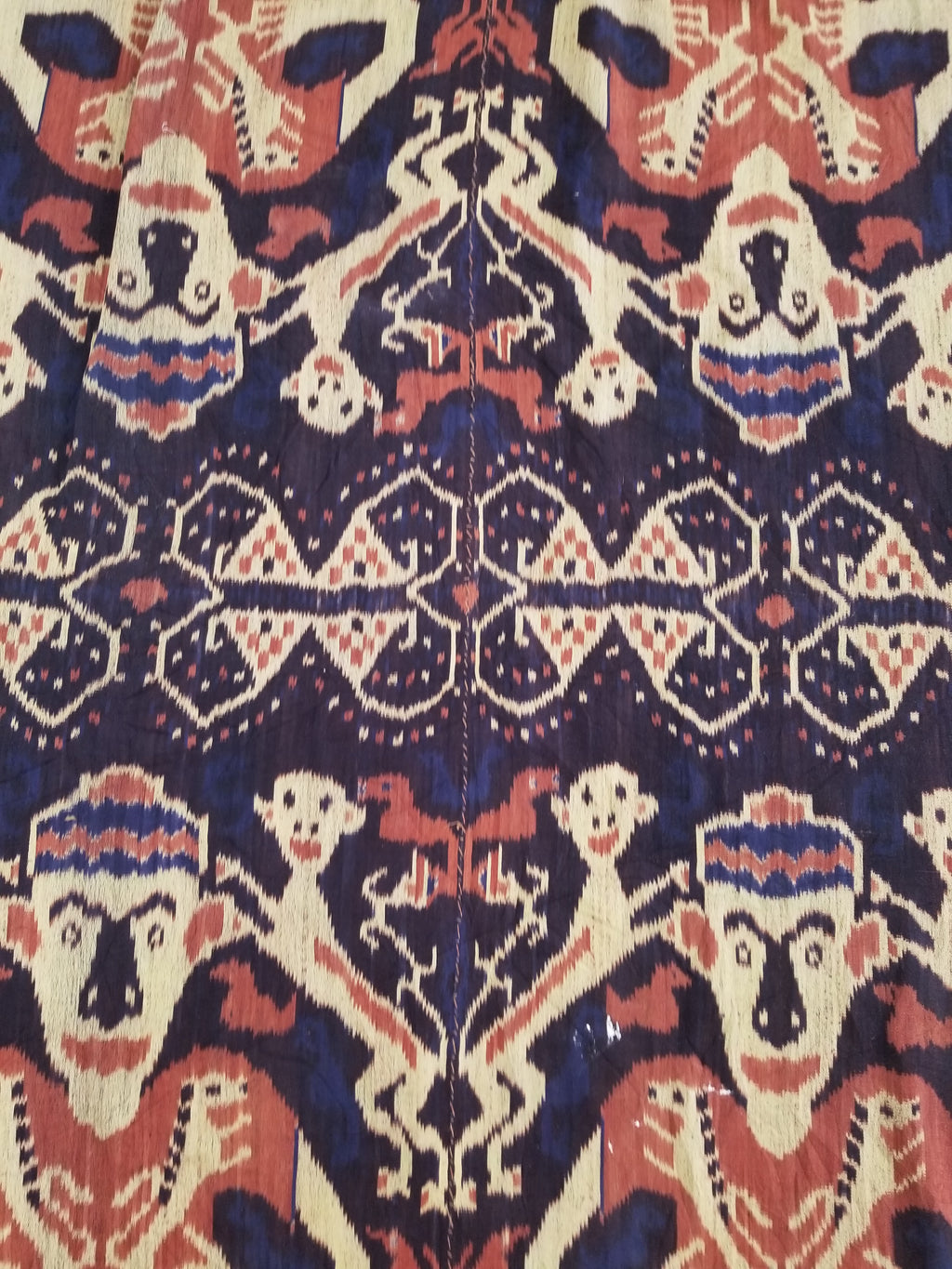 Vintage Indonesian Handwoven Sumba Ikat Hinggi Vertical Seam Textile 224x115cm