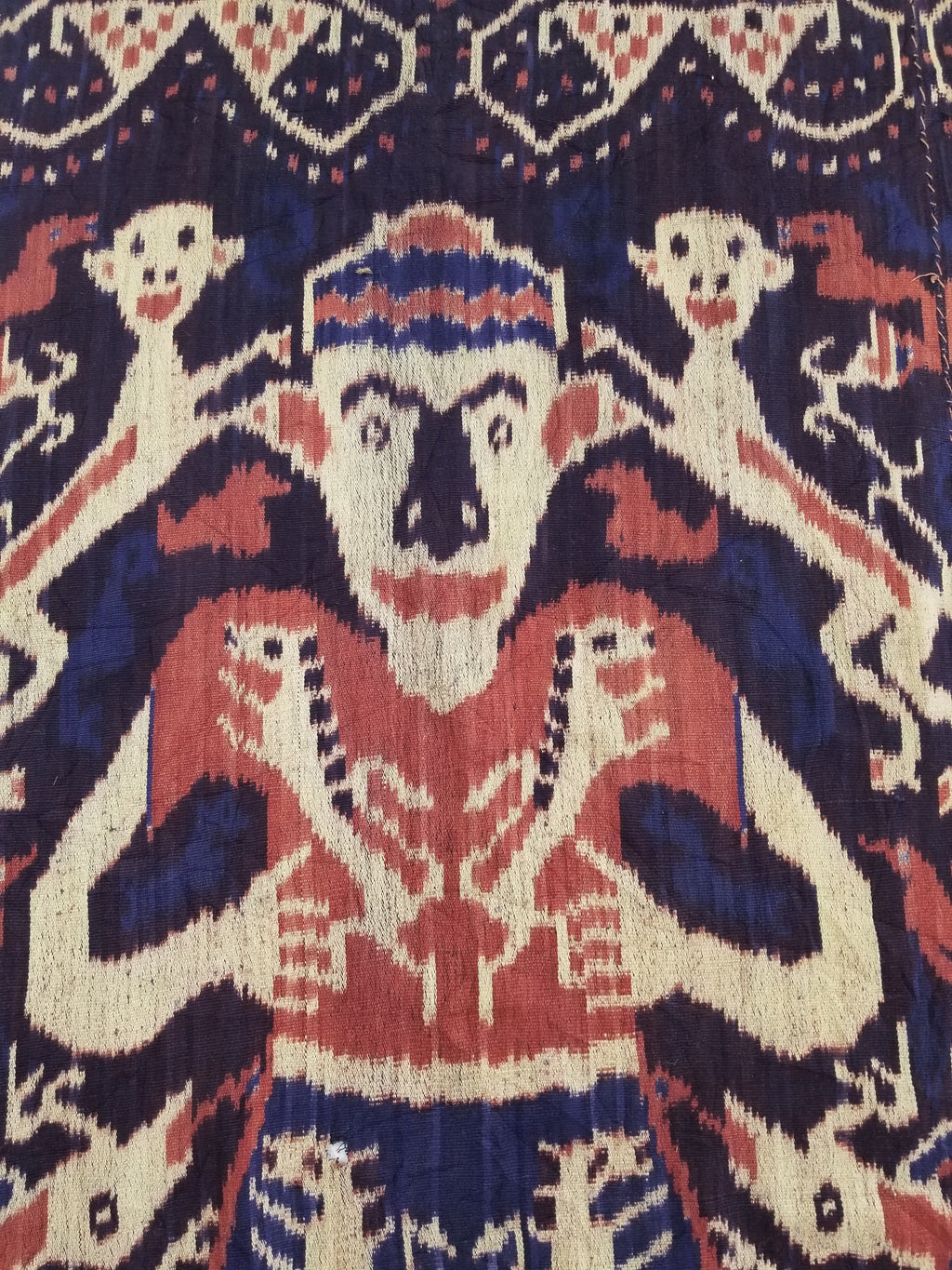 Vintage Indonesian Handwoven Sumba Ikat Hinggi Vertical Seam Textile 224x115cm