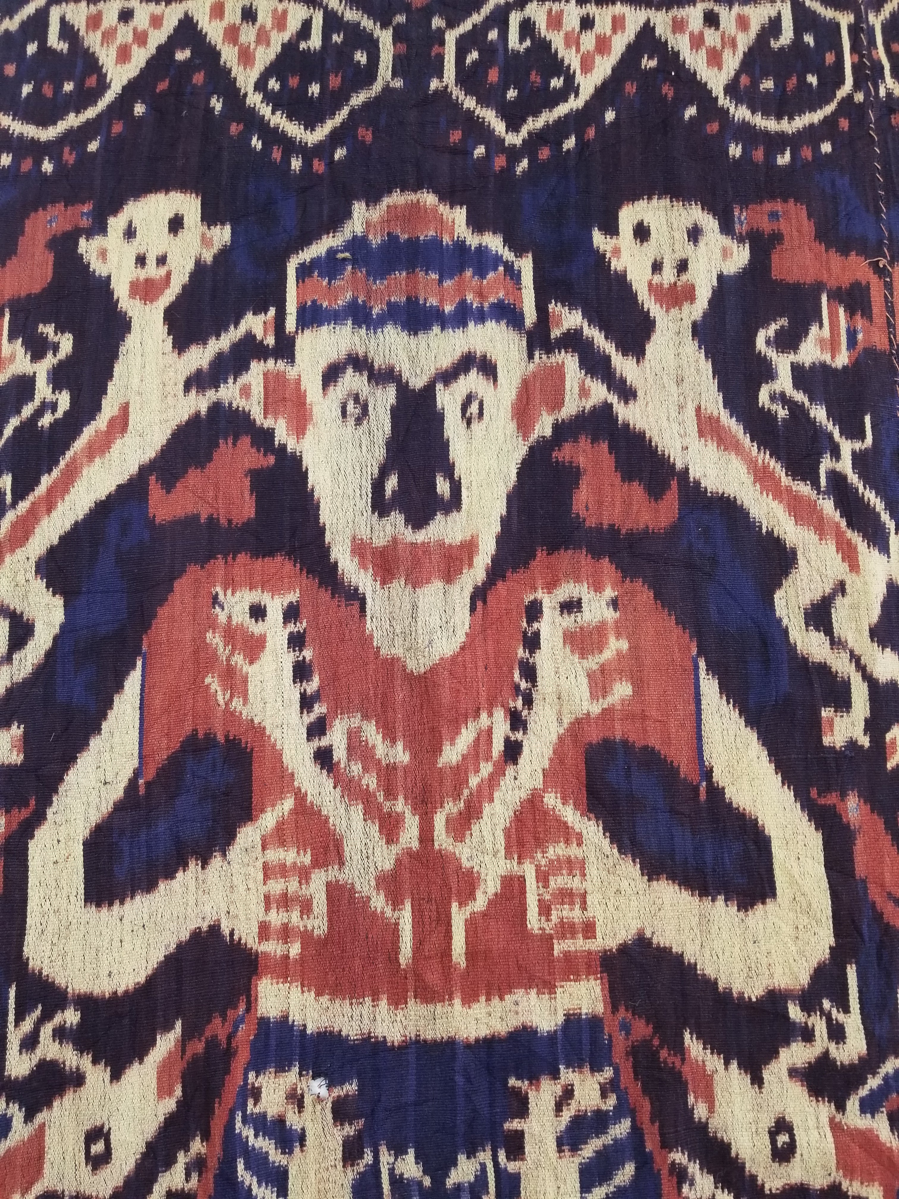 Vintage Indonesian Handwoven Sumba Ikat Hinggi Vertical Seam Textile 224x115cm