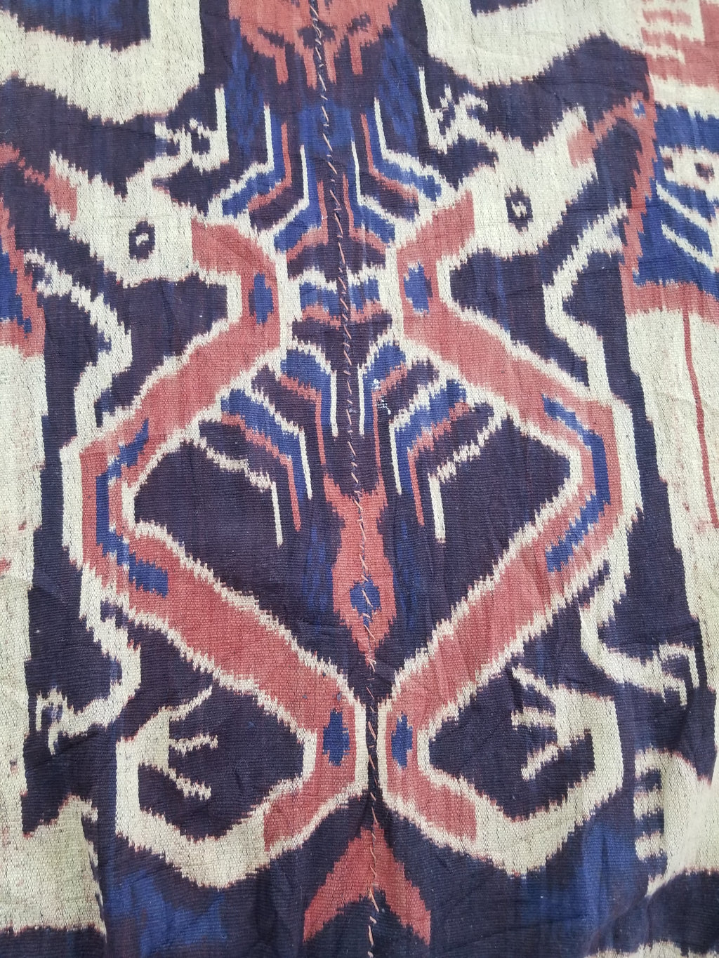 Vintage Indonesian Handwoven Sumba Ikat Hinggi Vertical Seam Textile 224x115cm