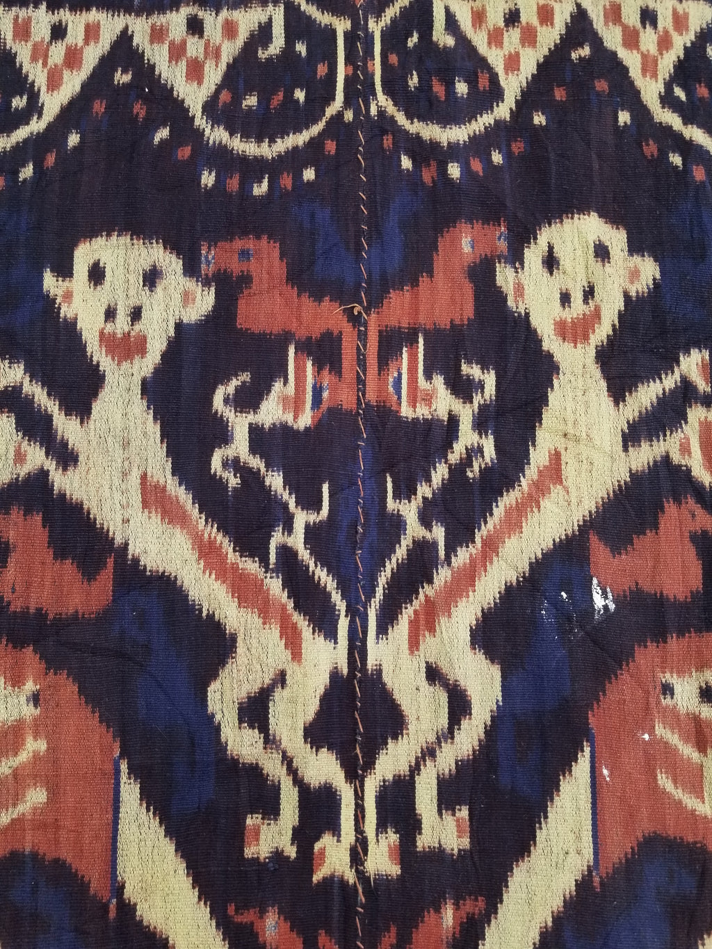 Vintage Indonesian Handwoven Sumba Ikat Hinggi Vertical Seam Textile 224x115cm