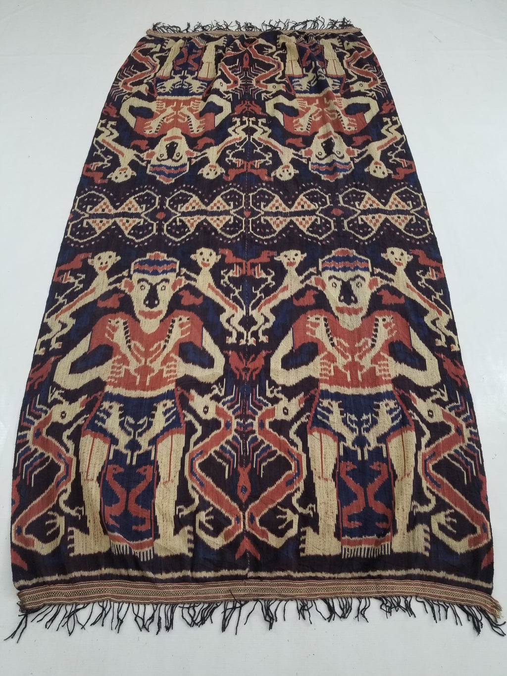 Vintage Indonesian Handwoven Sumba Ikat Hinggi Vertical Seam Textile 224x115cm