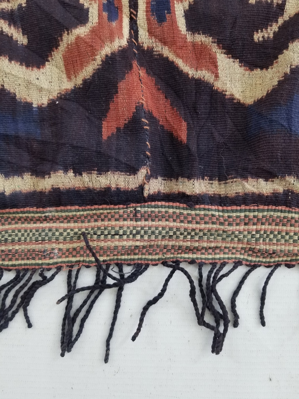 Vintage Indonesian Handwoven Sumba Ikat Hinggi Vertical Seam Textile 224x115cm