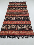 Antique Indonesian Handwoven Sumba Ikat Vertical Seam Wall Tapestry 229x114cm