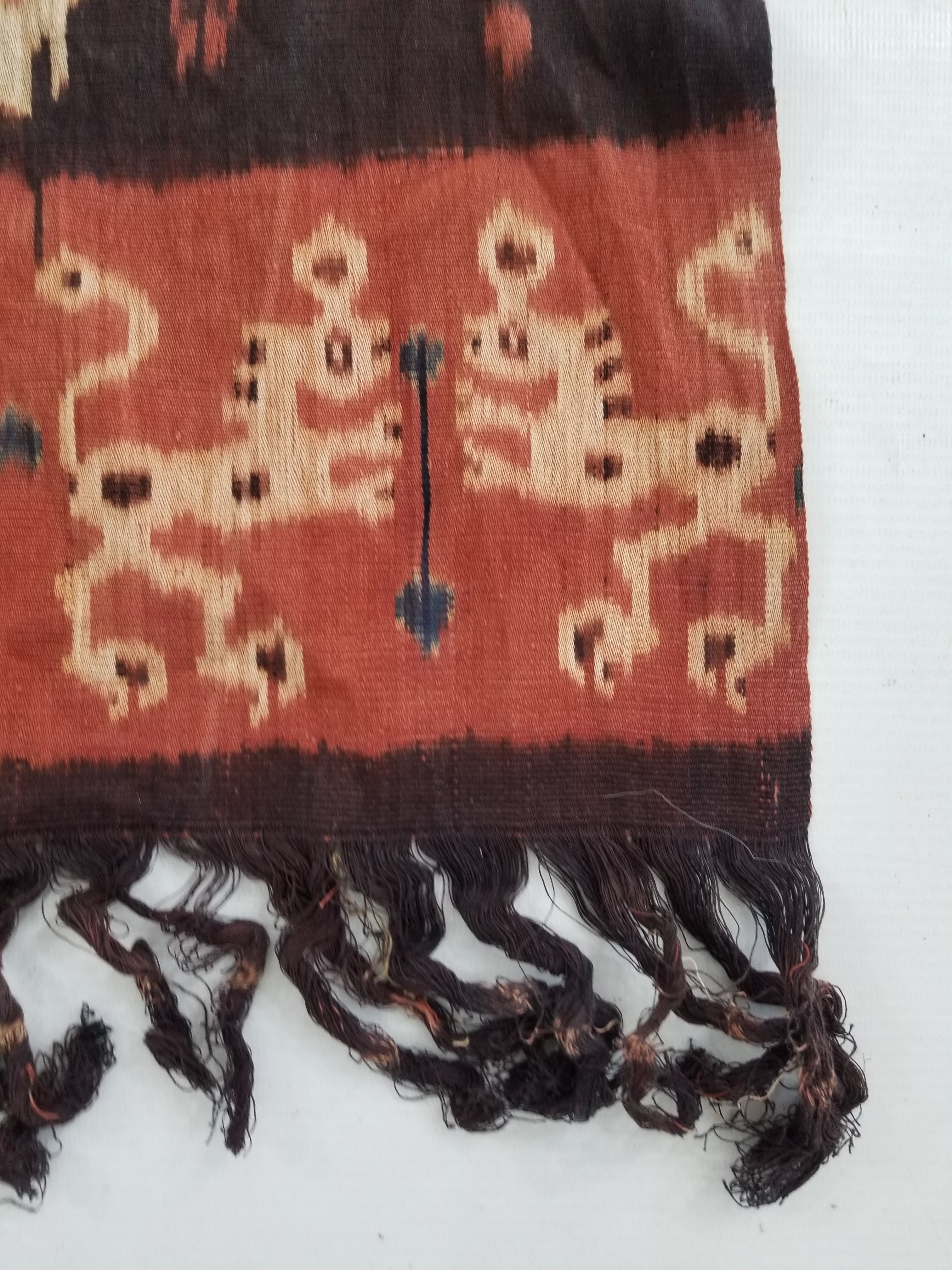 Antique Indonesian Handwoven Sumba Ikat Vertical Seam Wall Tapestry 229x114cm