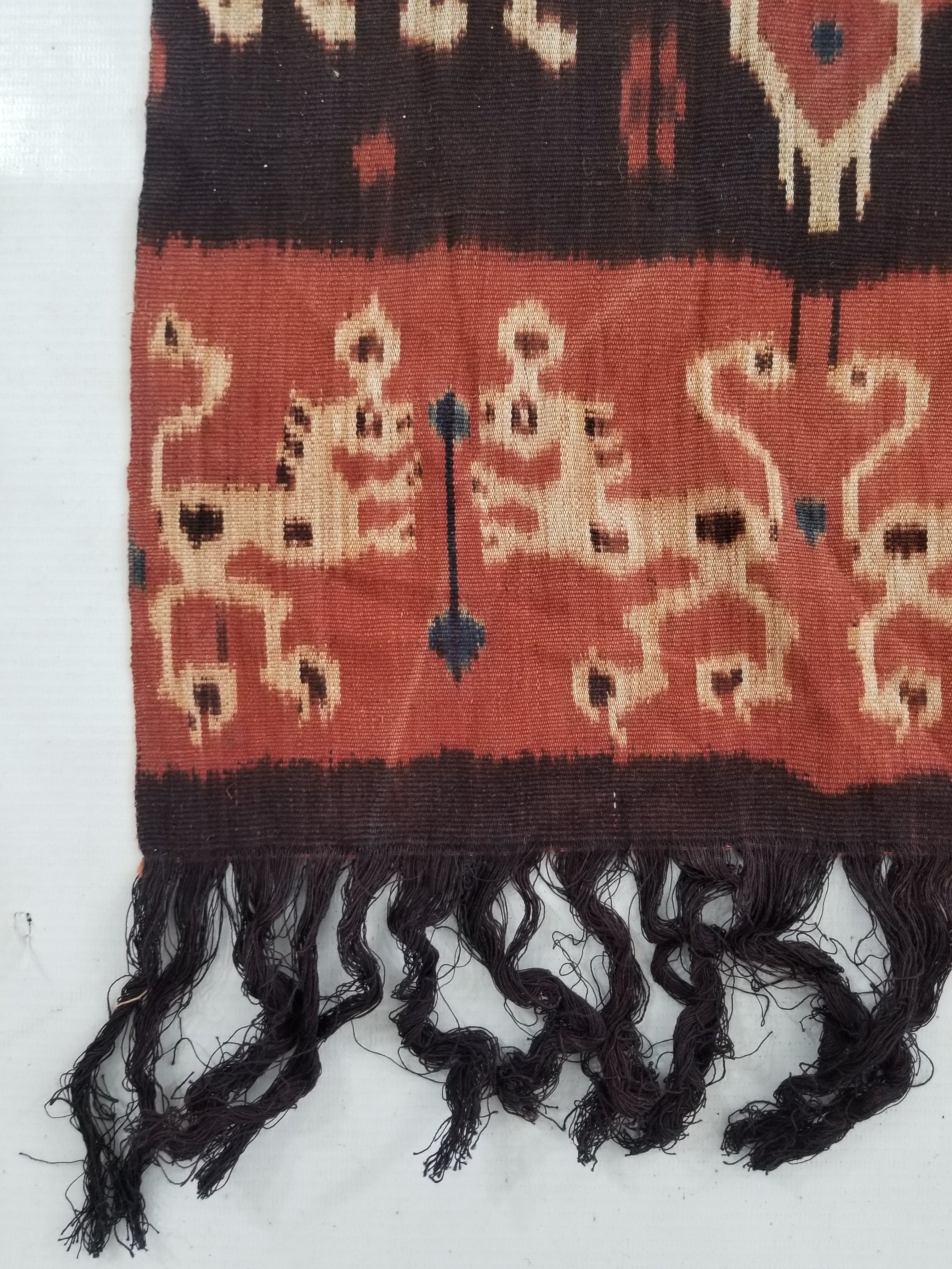Antique Indonesian Handwoven Sumba Ikat Vertical Seam Wall Tapestry 229x114cm