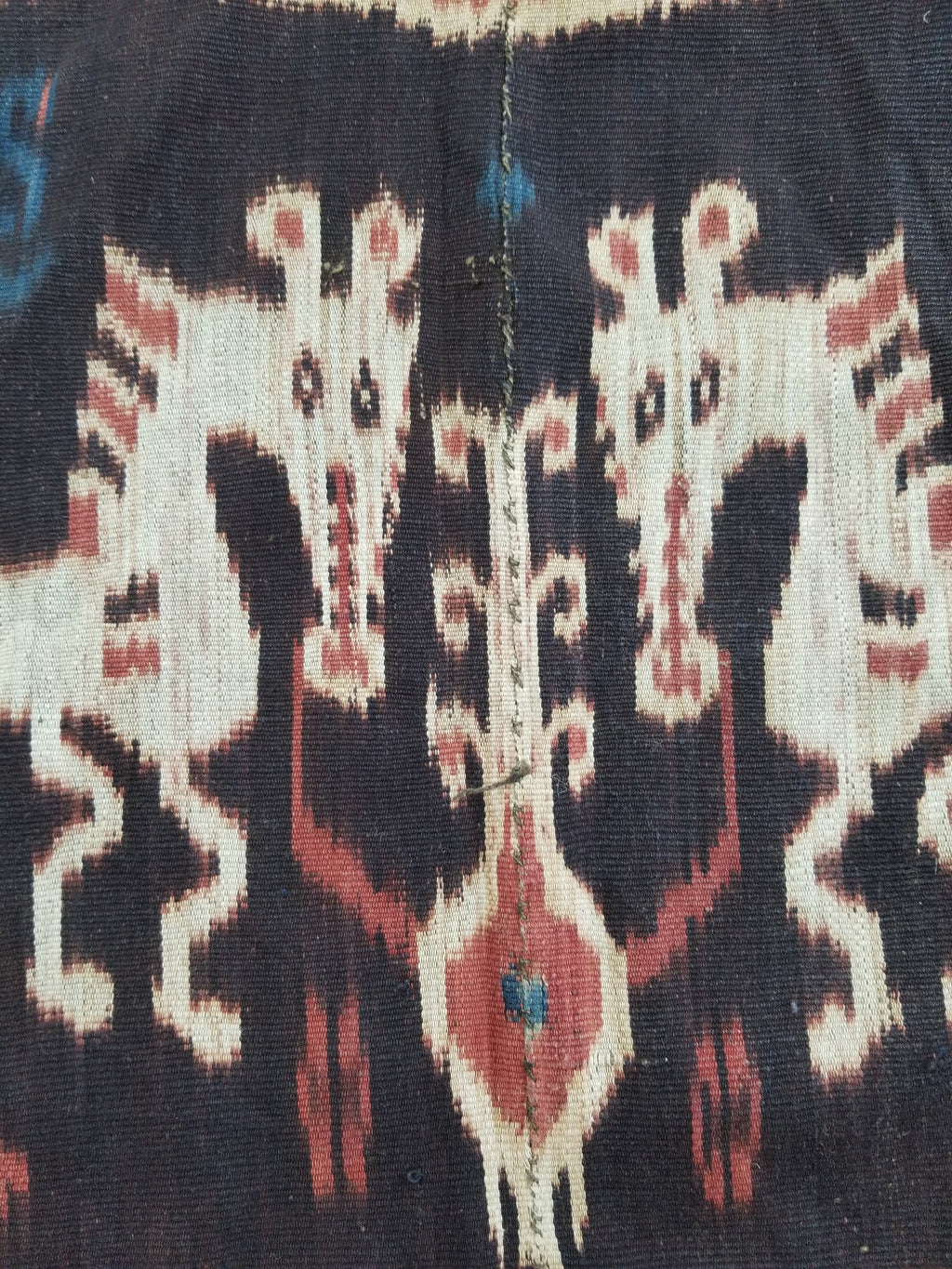 Antique Indonesian Handwoven Sumba Ikat Vertical Seam Wall Tapestry 229x114cm