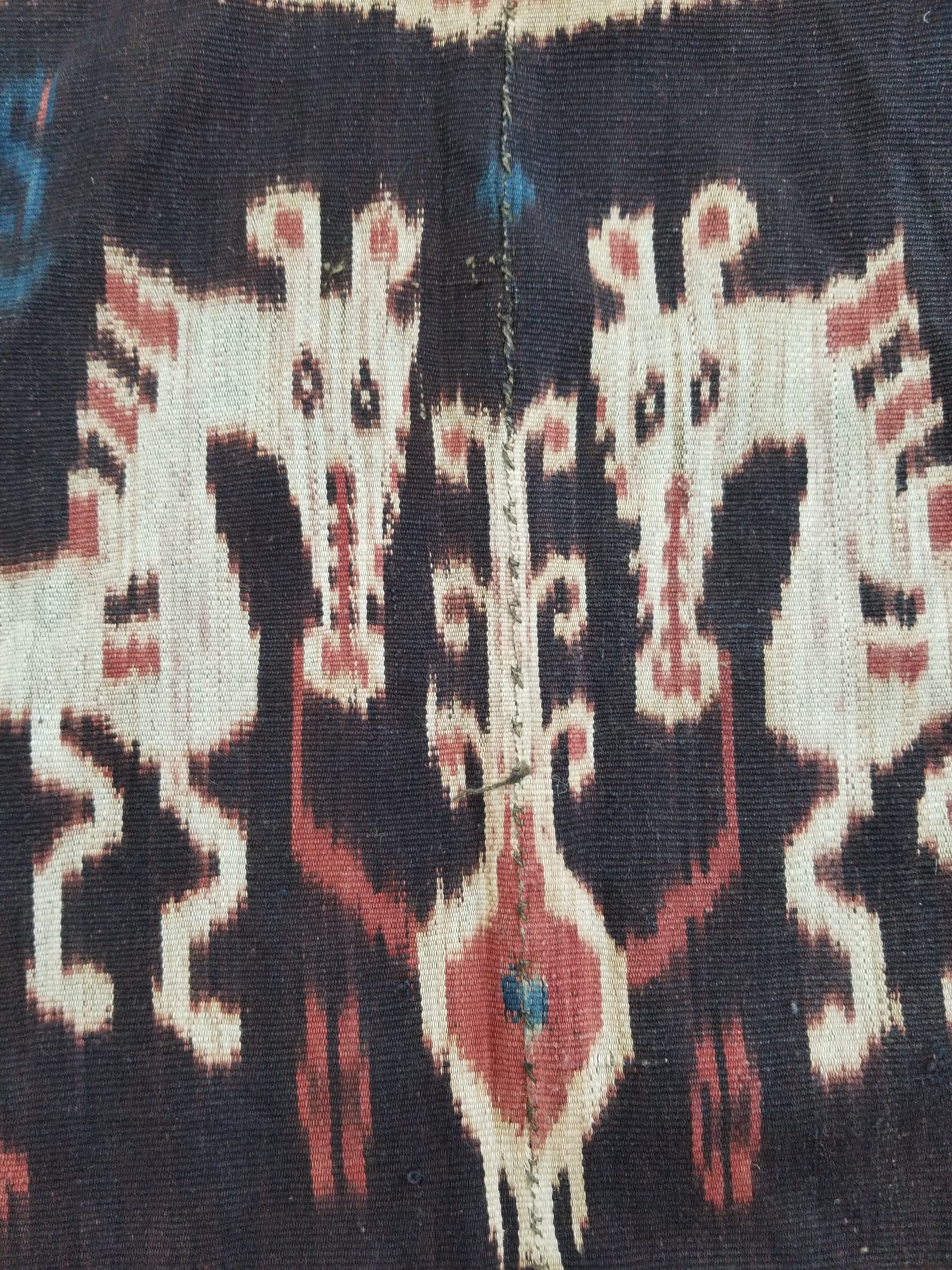 Antique Indonesian Handwoven Sumba Ikat Vertical Seam Wall Tapestry 229x114cm