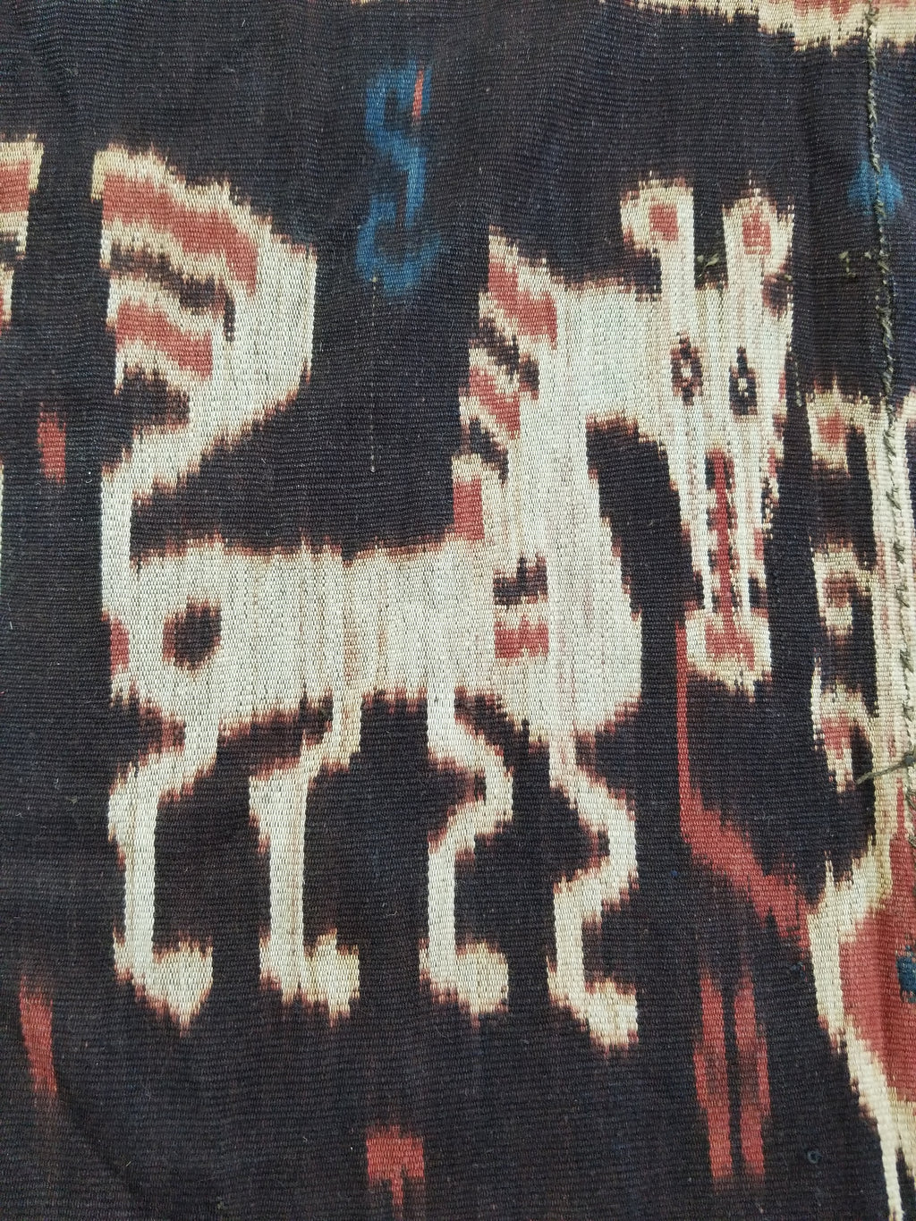 Antique Indonesian Handwoven Sumba Ikat Vertical Seam Wall Tapestry 229x114cm