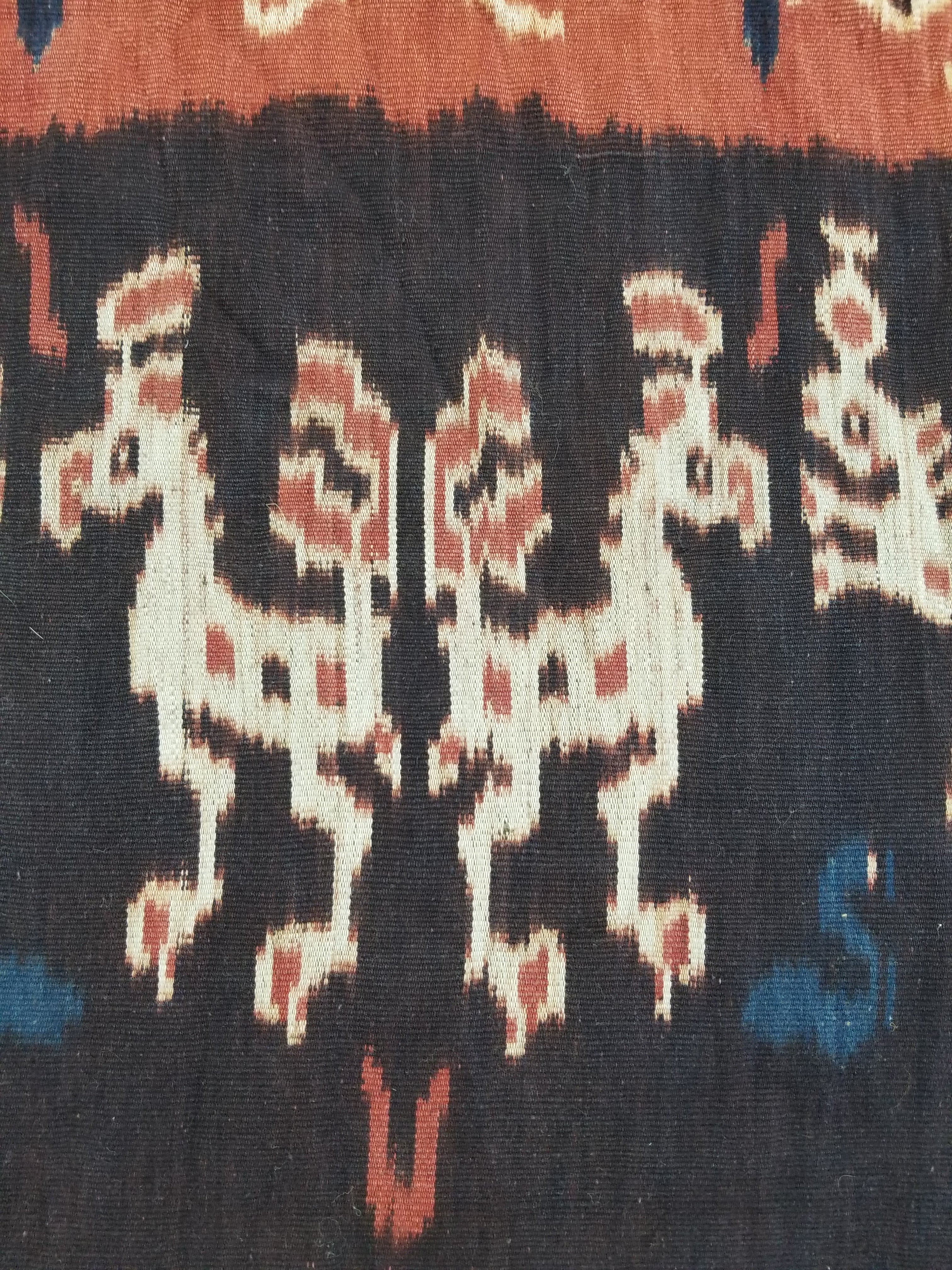 Antique Indonesian Handwoven Sumba Ikat Vertical Seam Wall Tapestry 229x114cm