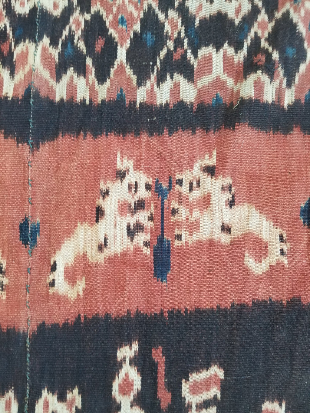 Antique Indonesian Handwoven Sumba Ikat Vertical Seam Wall Tapestry 229x114cm
