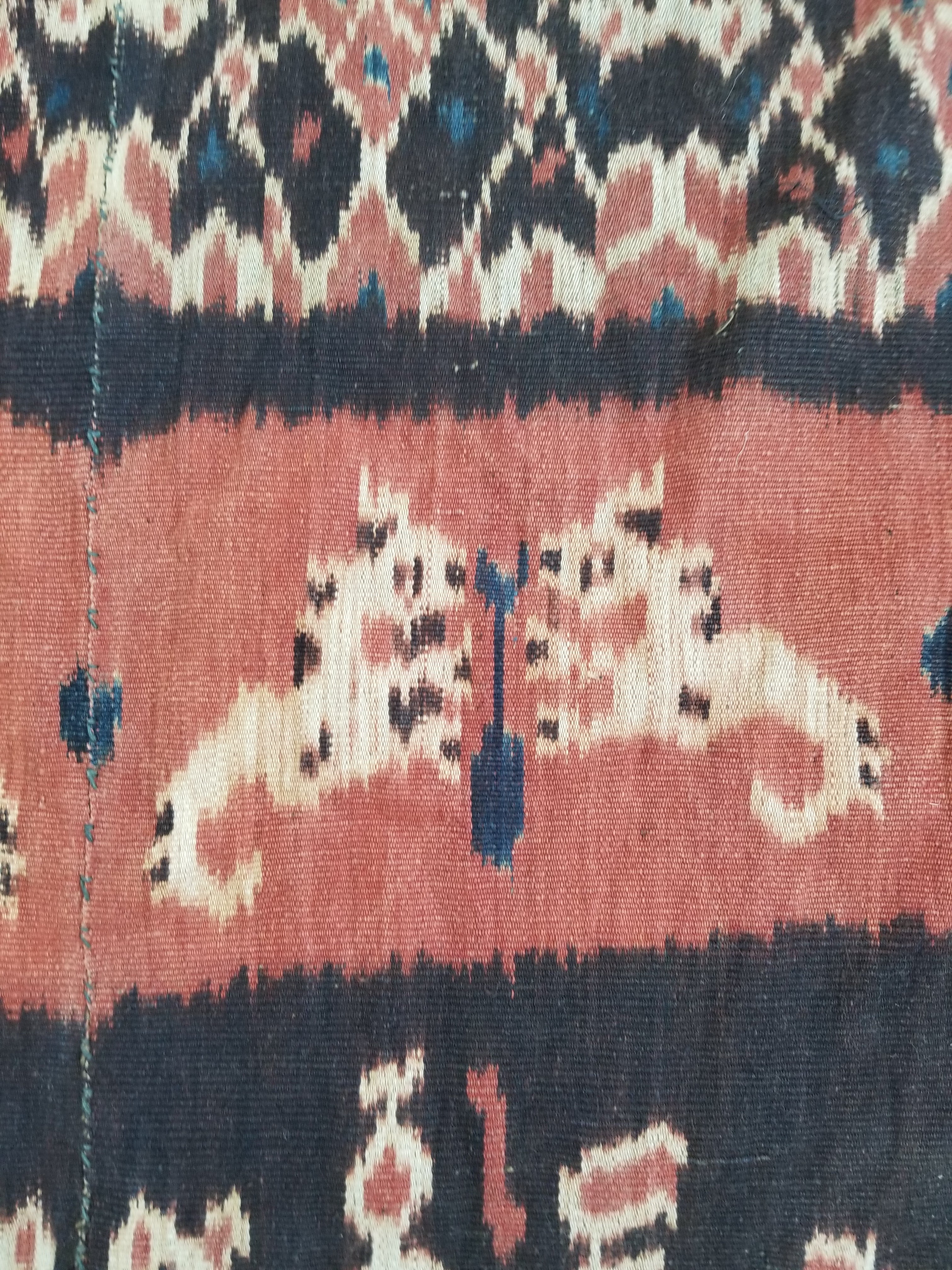 Antique Indonesian Handwoven Sumba Ikat Vertical Seam Wall Tapestry 229x114cm