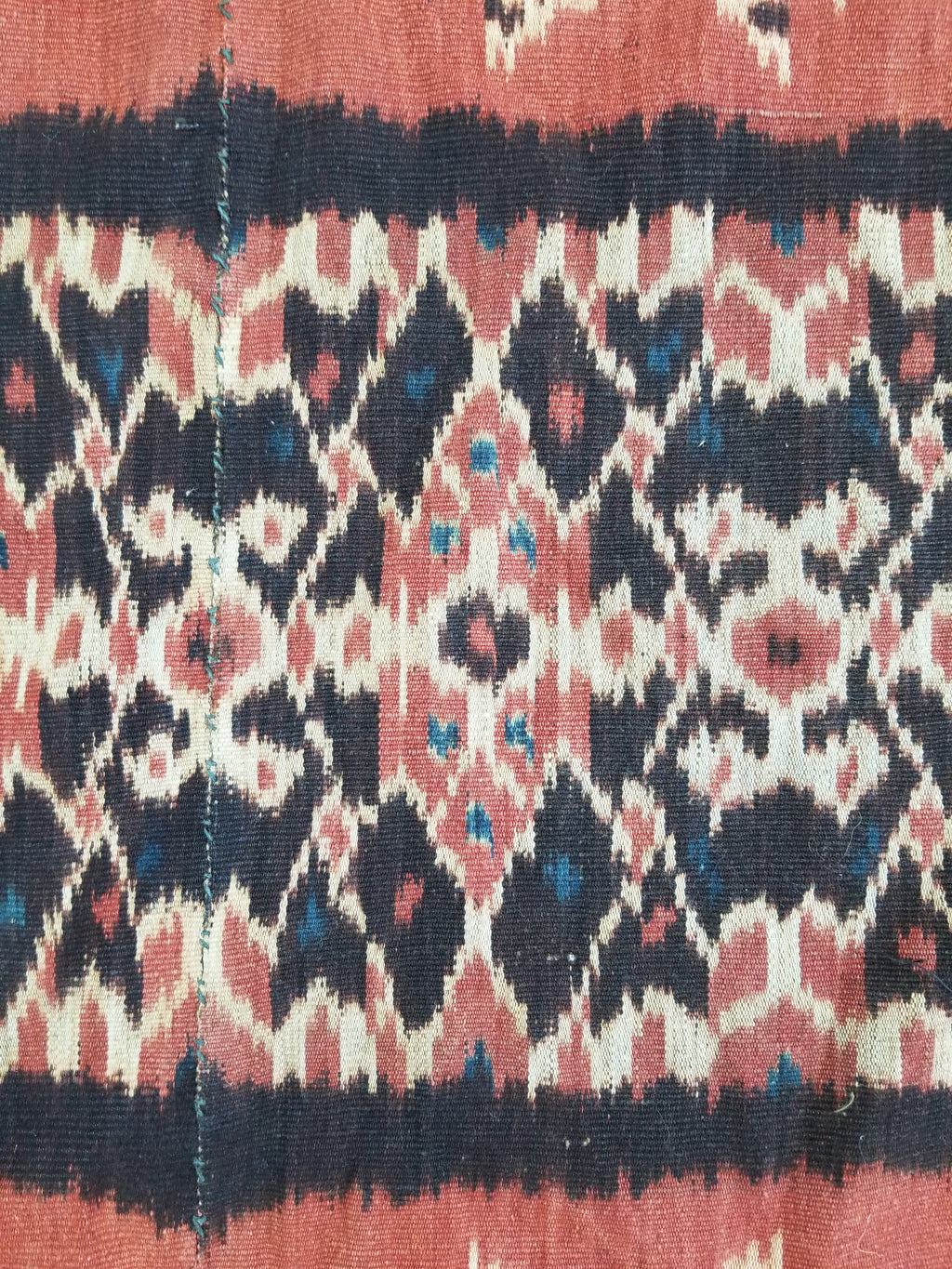 Antique Indonesian Handwoven Sumba Ikat Vertical Seam Wall Tapestry 229x114cm