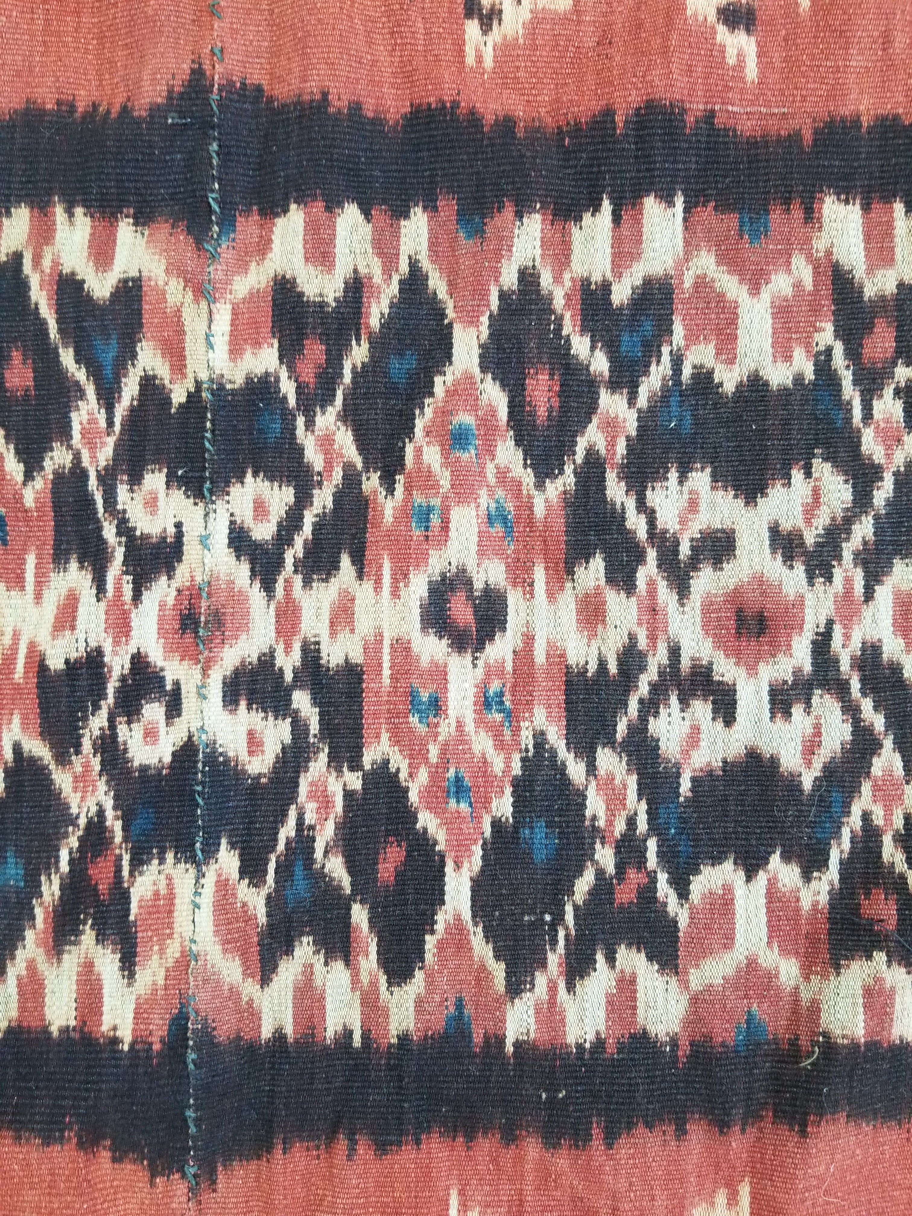 Antique Indonesian Handwoven Sumba Ikat Vertical Seam Wall Tapestry 229x114cm