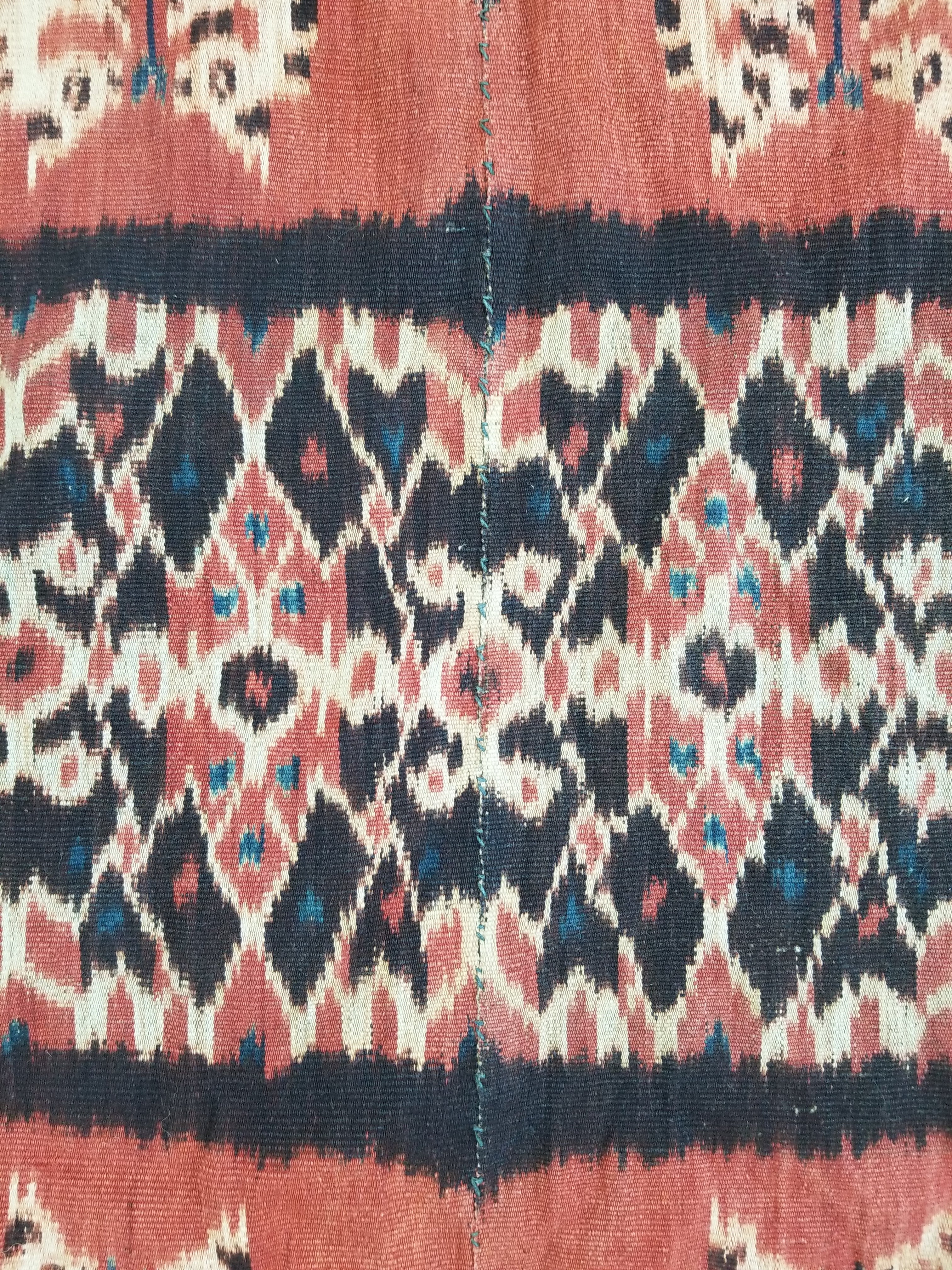 Antique Indonesian Handwoven Sumba Ikat Vertical Seam Wall Tapestry 229x114cm