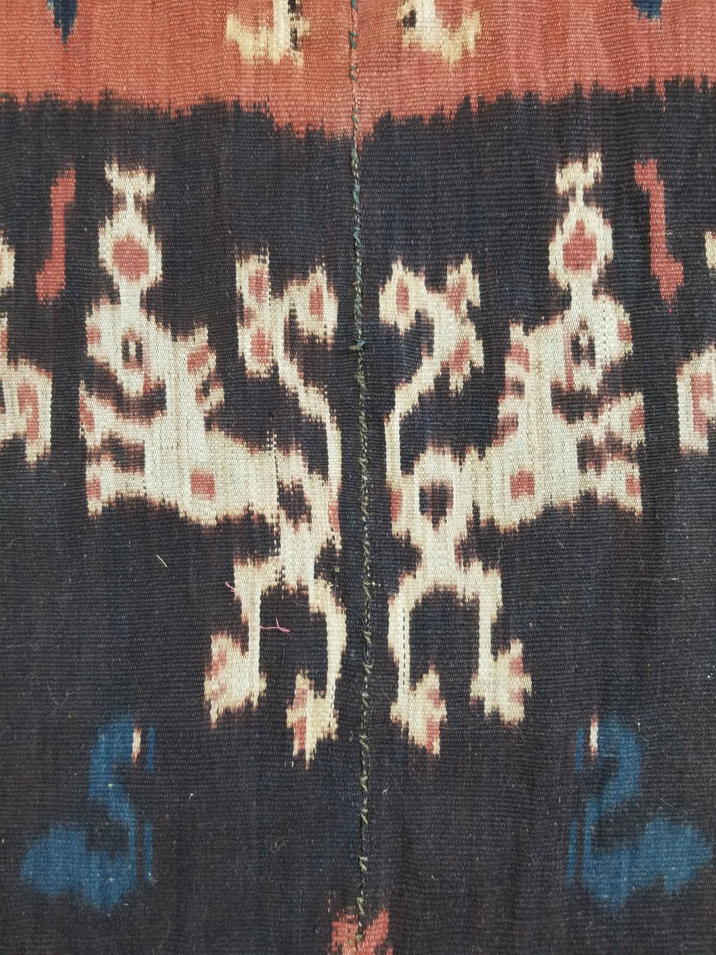 Antique Indonesian Handwoven Sumba Ikat Vertical Seam Wall Tapestry 229x114cm