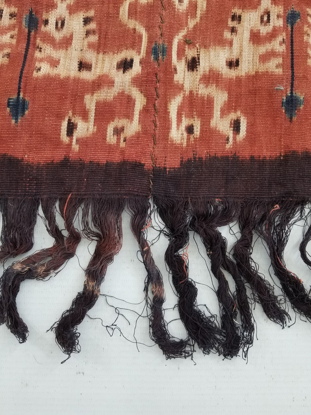 Antique Indonesian Handwoven Sumba Ikat Vertical Seam Wall Tapestry 229x114cm