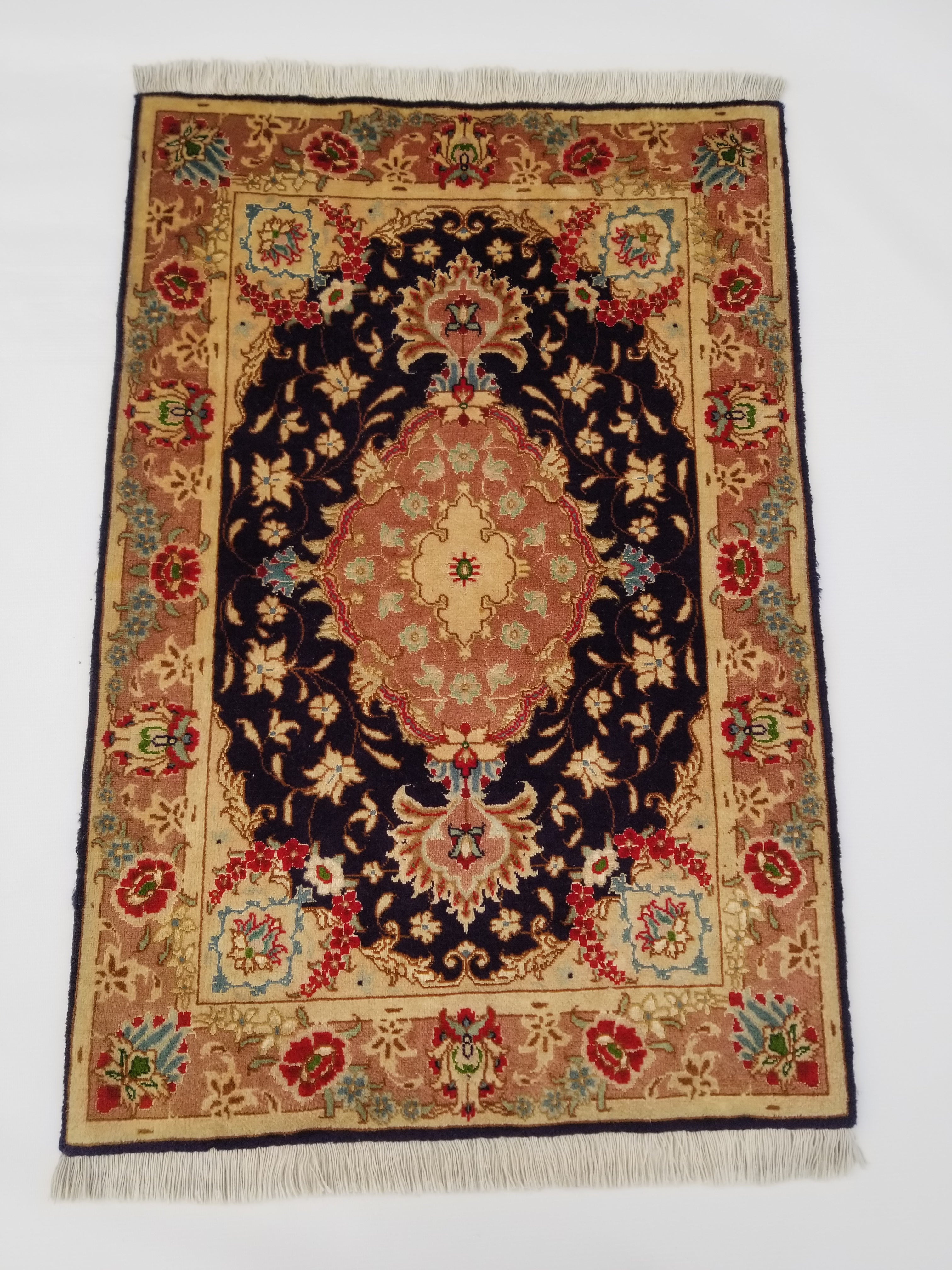 Vintage Traditional Handmade Oriental Wool Multicolor Rug 91x61cm