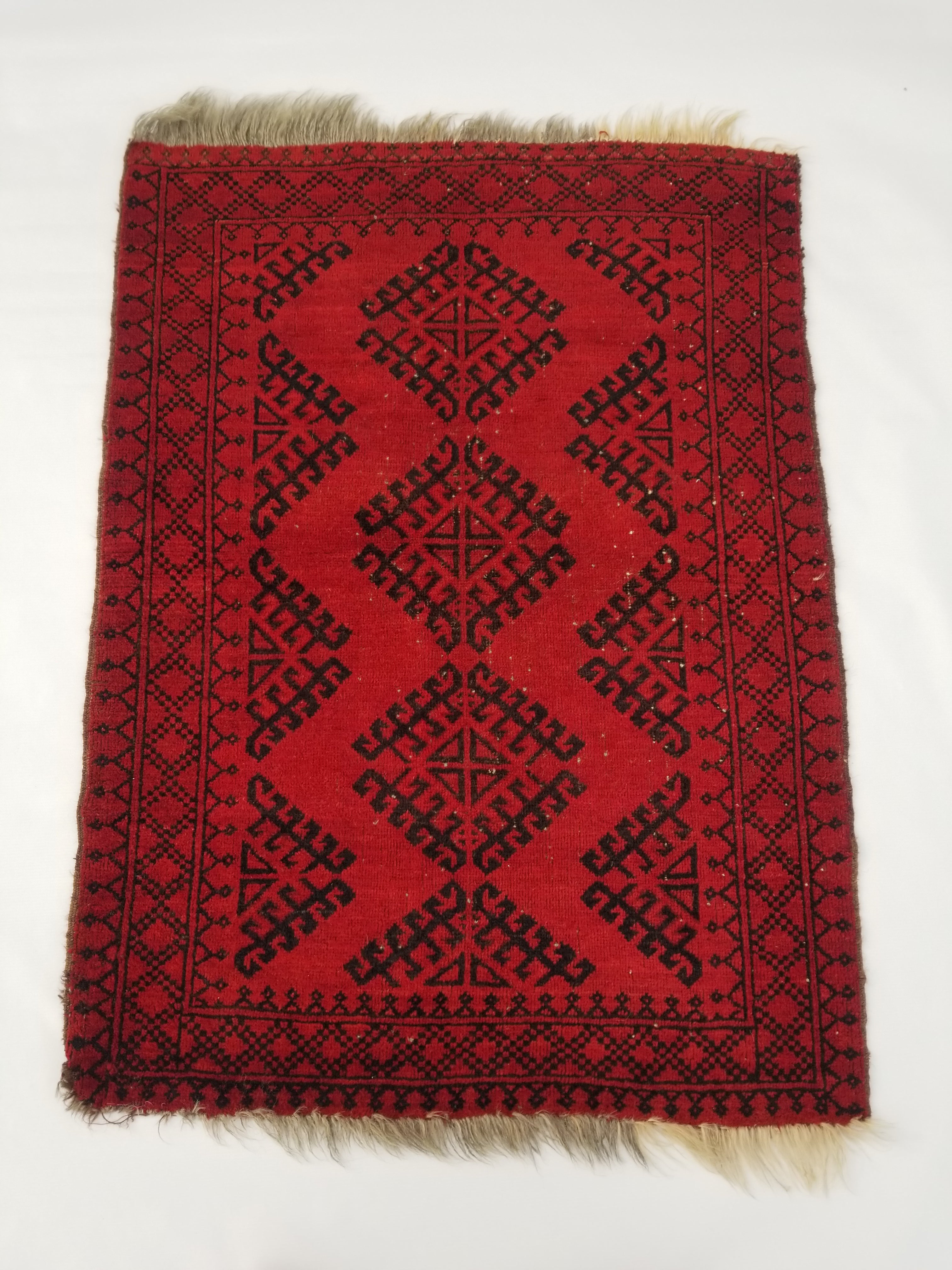 Vintage Traditional Handmade Afghan Wool Multicolor Rug 127x94cm