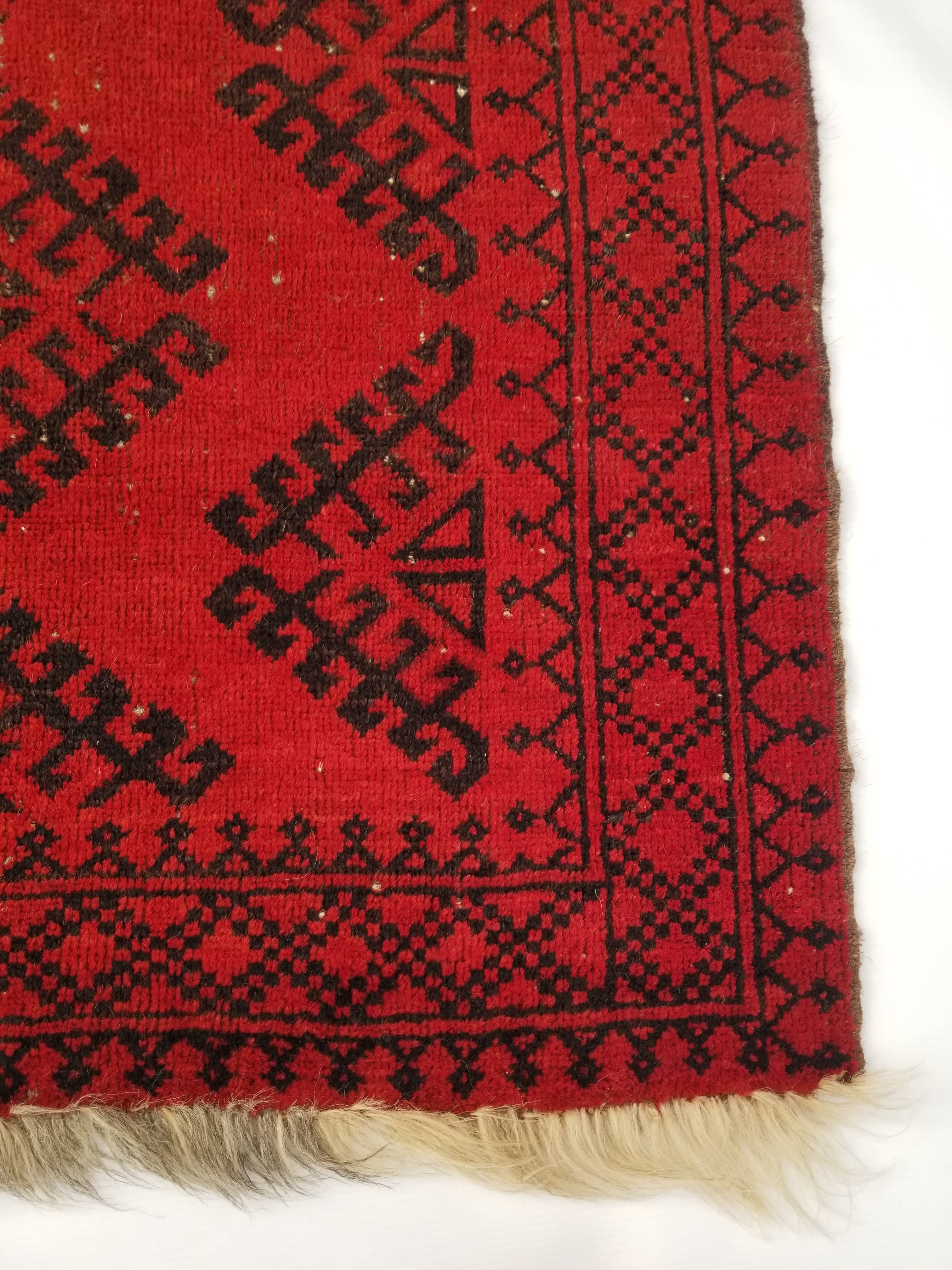 Vintage Traditional Handmade Afghan Wool Multicolor Rug 127x94cm