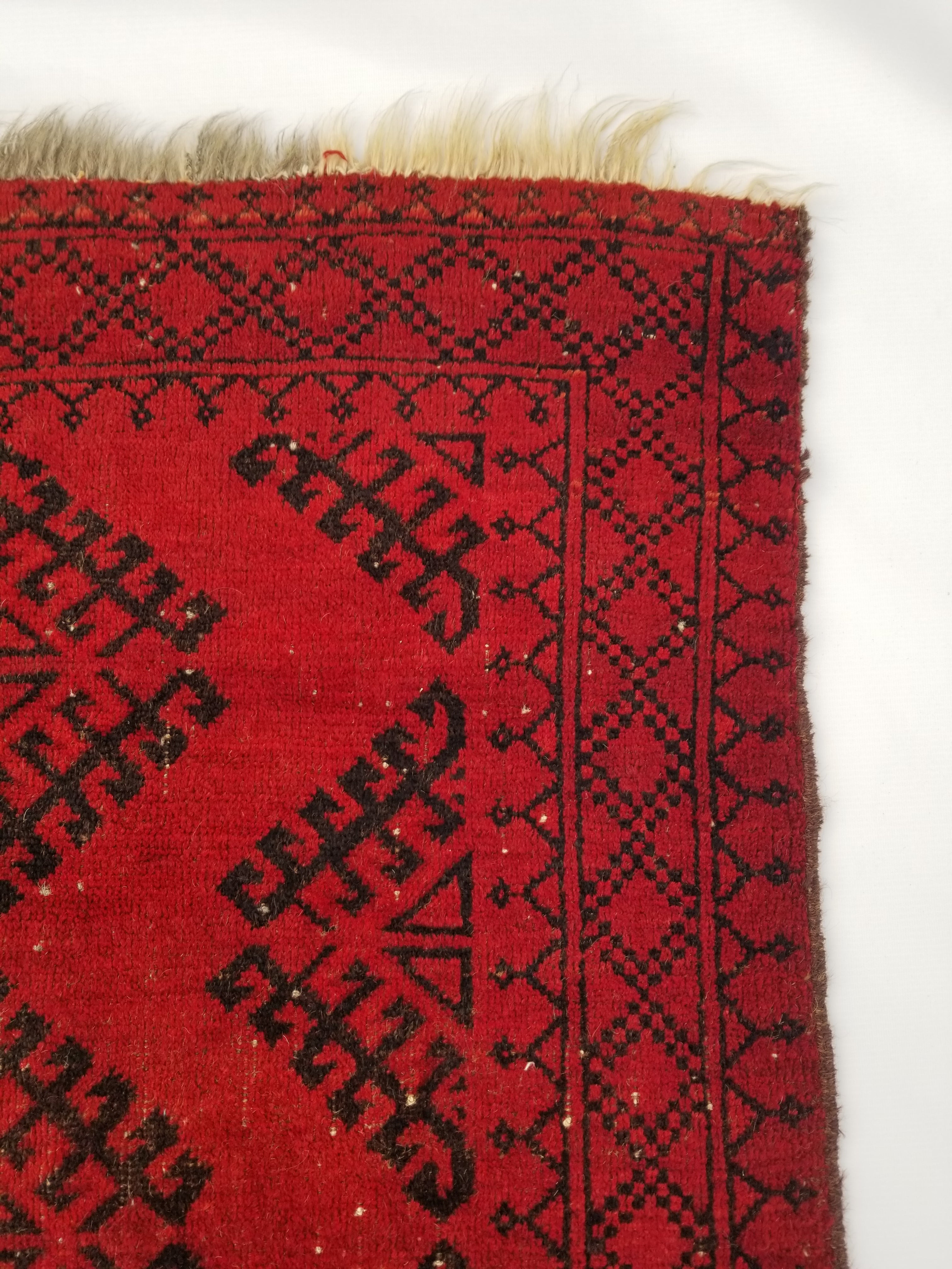 Vintage Traditional Handmade Afghan Wool Multicolor Rug 127x94cm