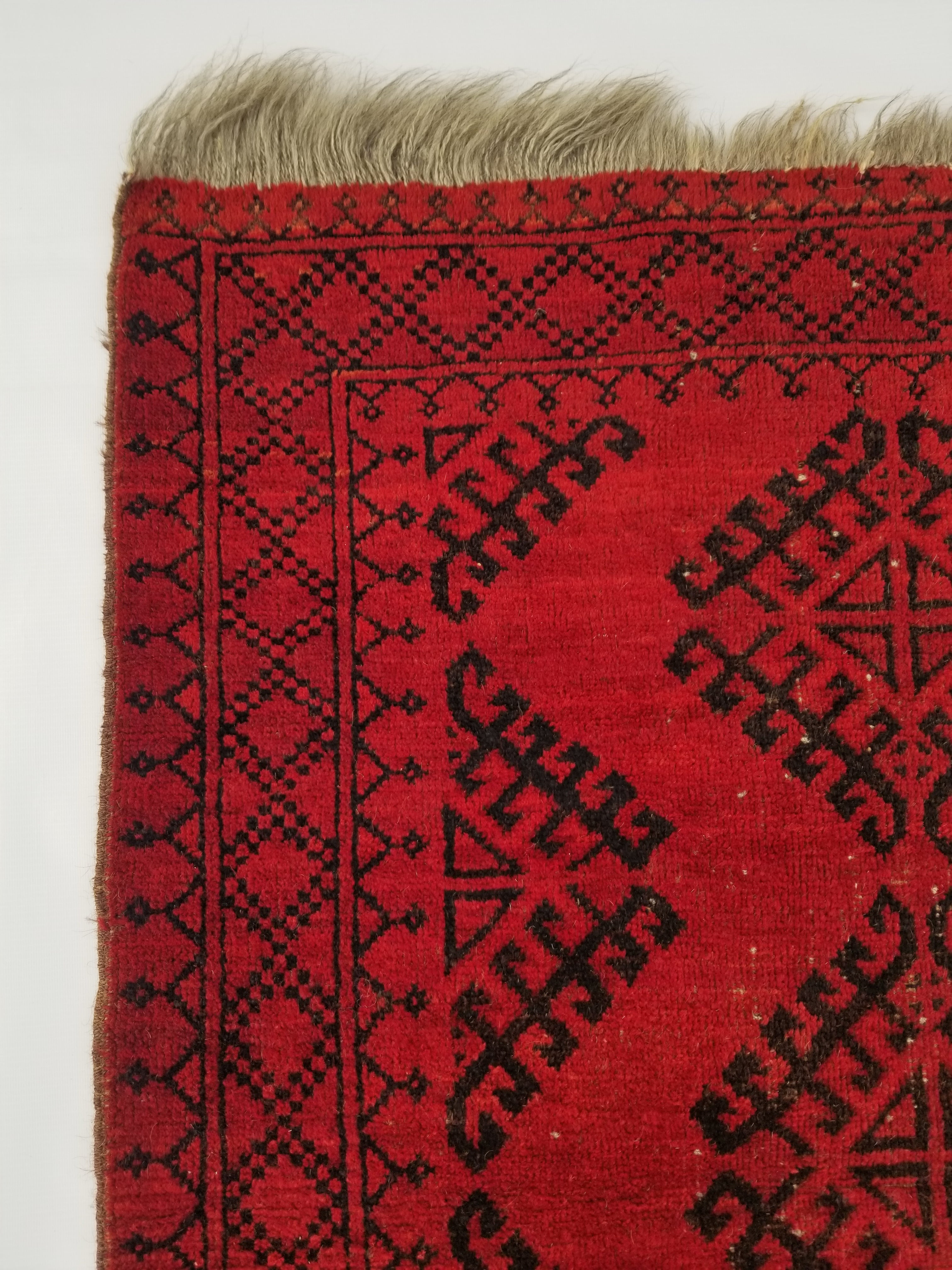 Vintage Traditional Handmade Afghan Wool Multicolor Rug 127x94cm