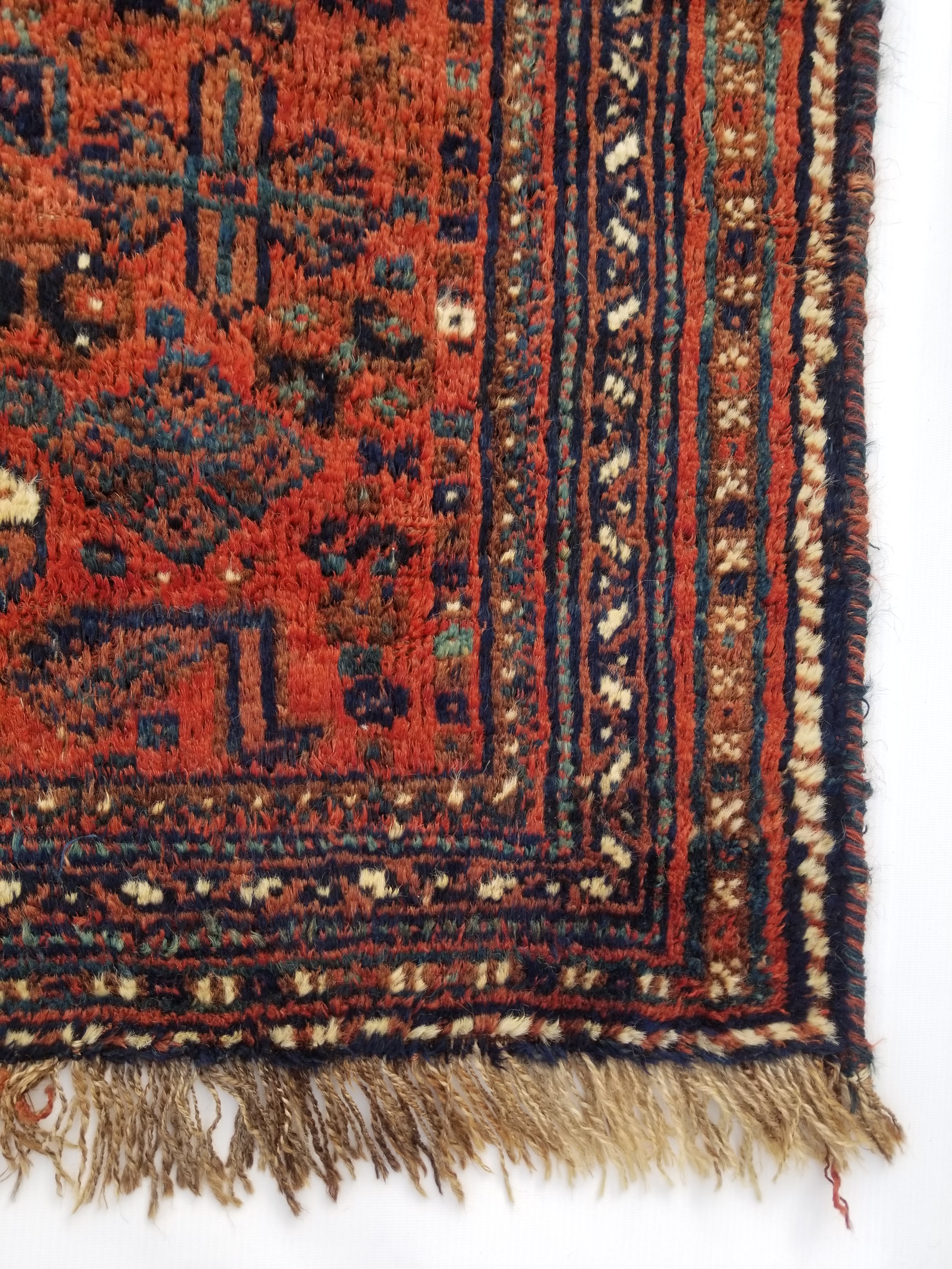 Vintage Traditional Handmade Kurdish Wool Multicolor Rug 103x98cm