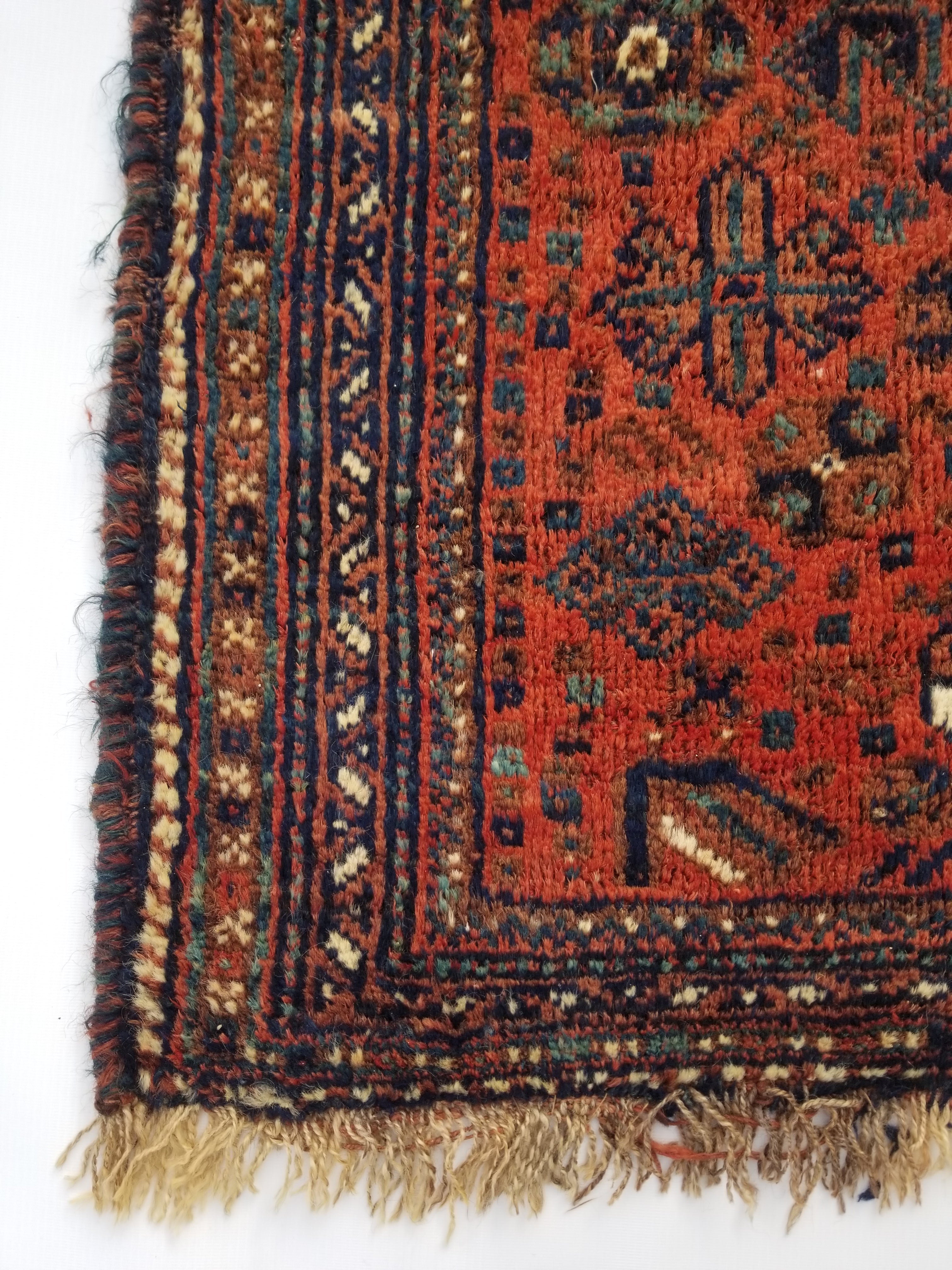 Vintage Traditional Handmade Kurdish Wool Multicolor Rug 103x98cm