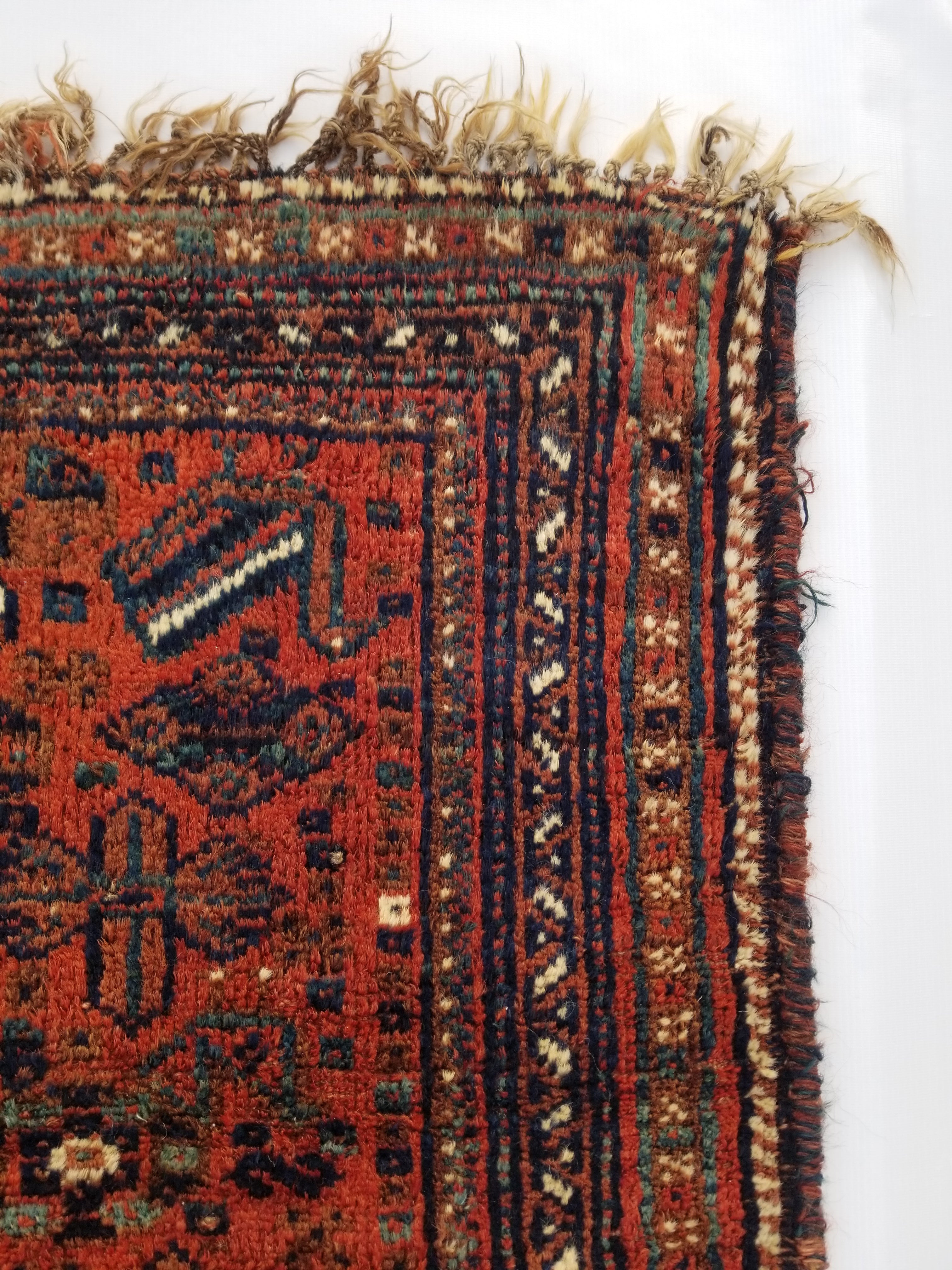 Vintage Traditional Handmade Kurdish Wool Multicolor Rug 103x98cm
