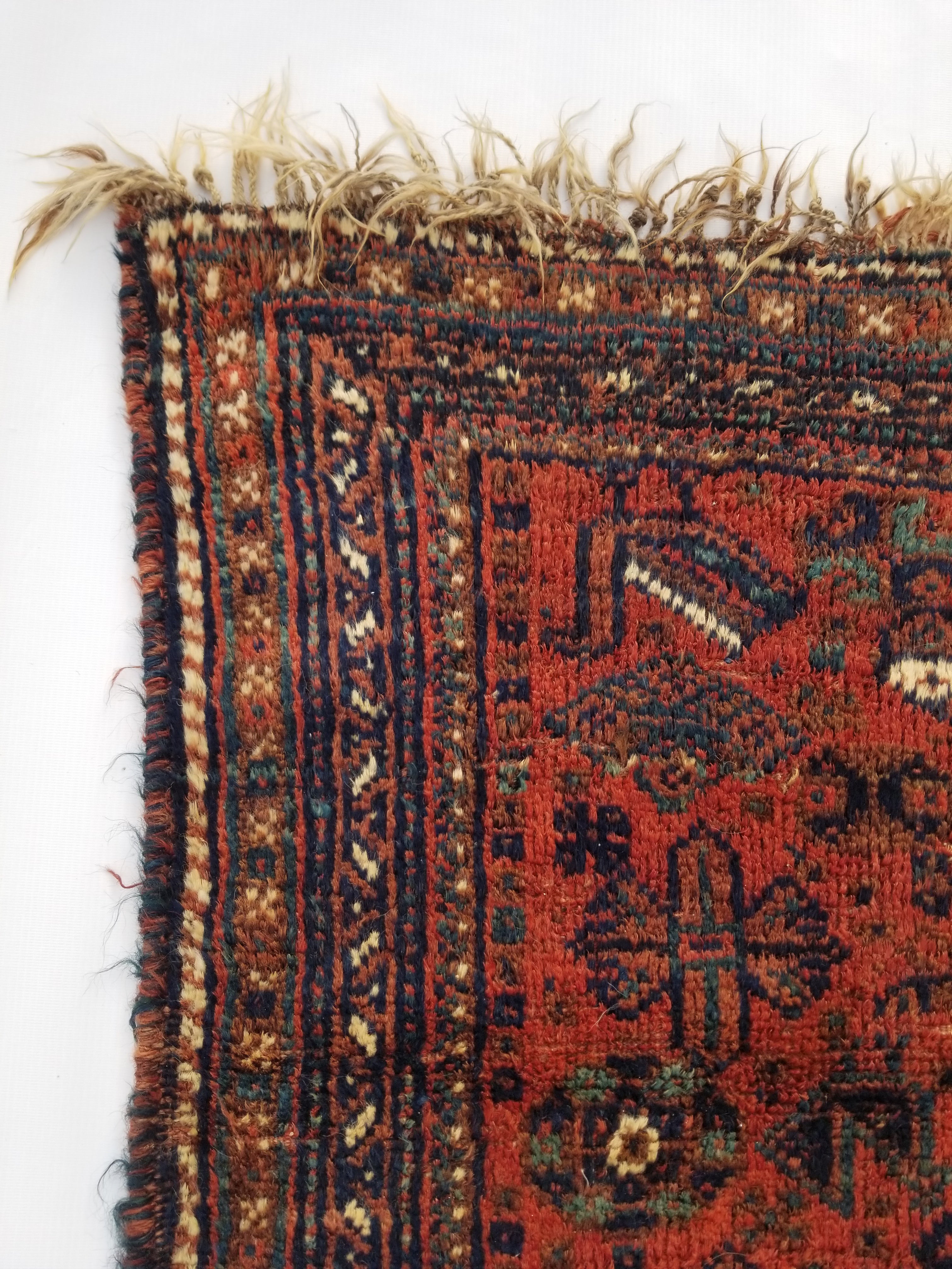 Vintage Traditional Handmade Kurdish Wool Multicolor Rug 103x98cm