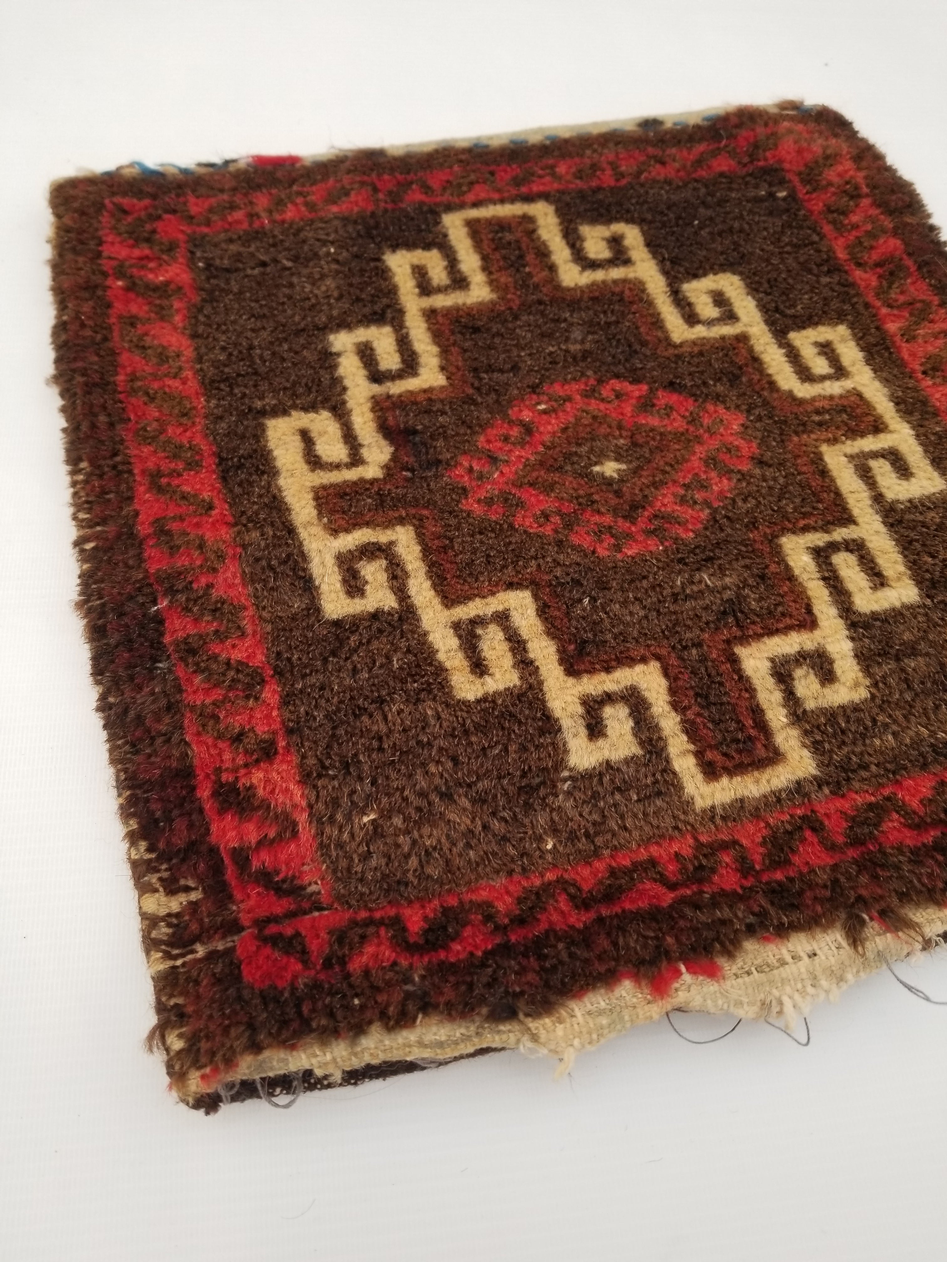 Antique Traditional Handmade Afghan Wool Multicolor Bag 39x38cm