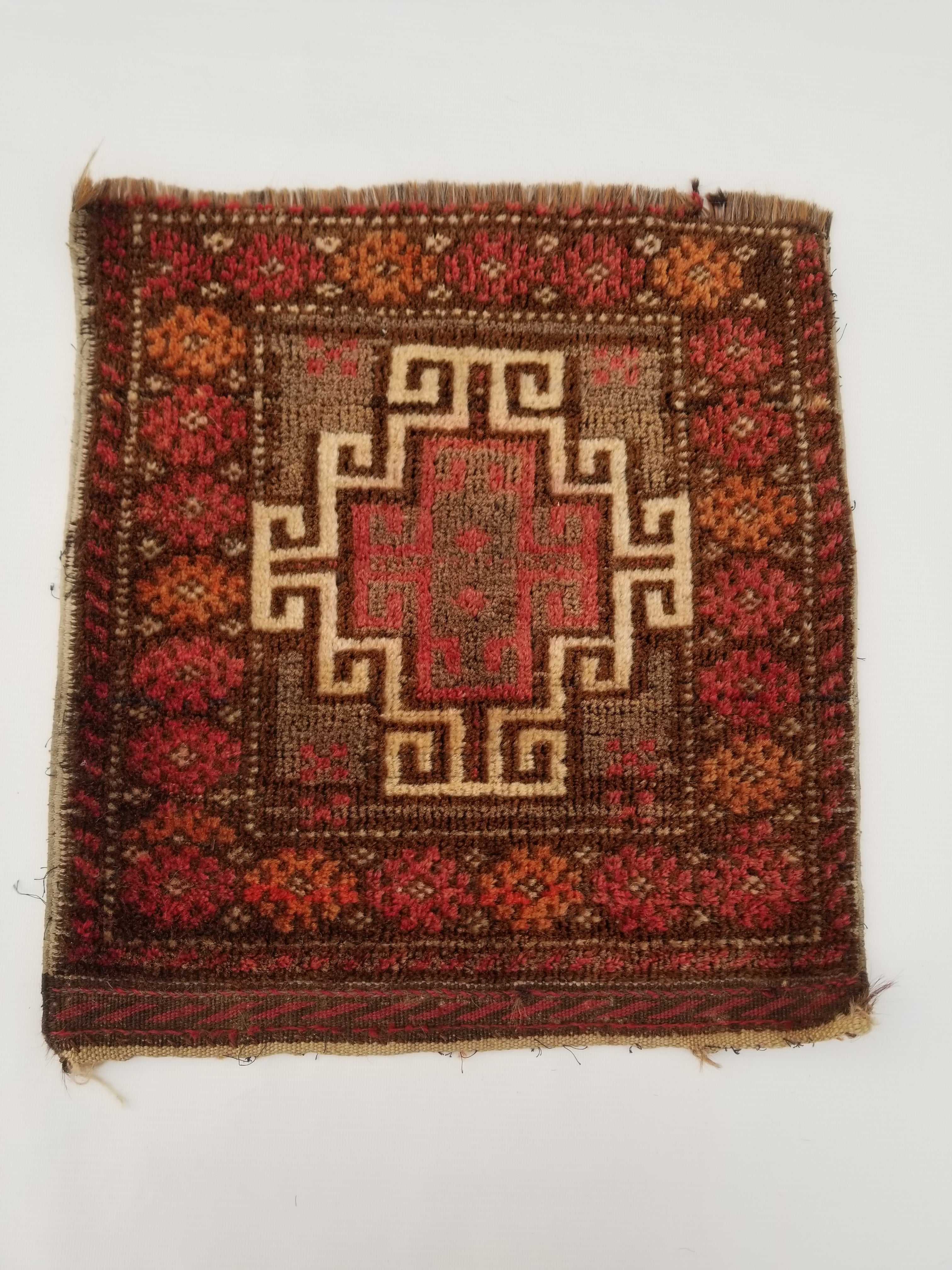 Antique Traditional Handmade Afghan Tribal Wool Multicolor Bag Face 44x40cm