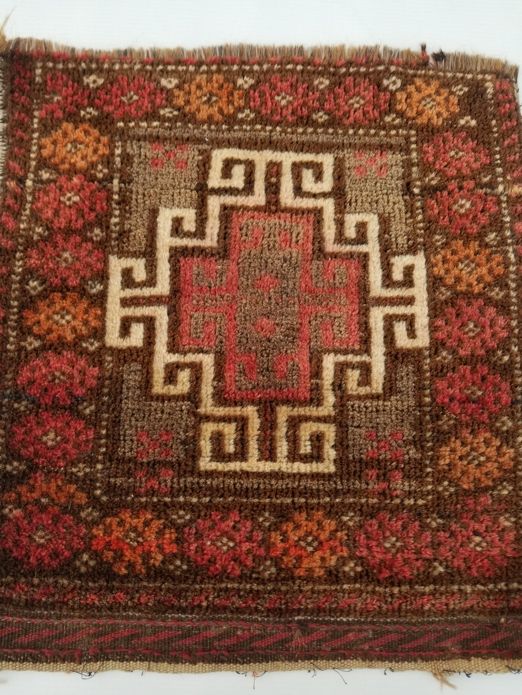 Antique Traditional Handmade Afghan Tribal Wool Multicolor Bag Face 44x40cm