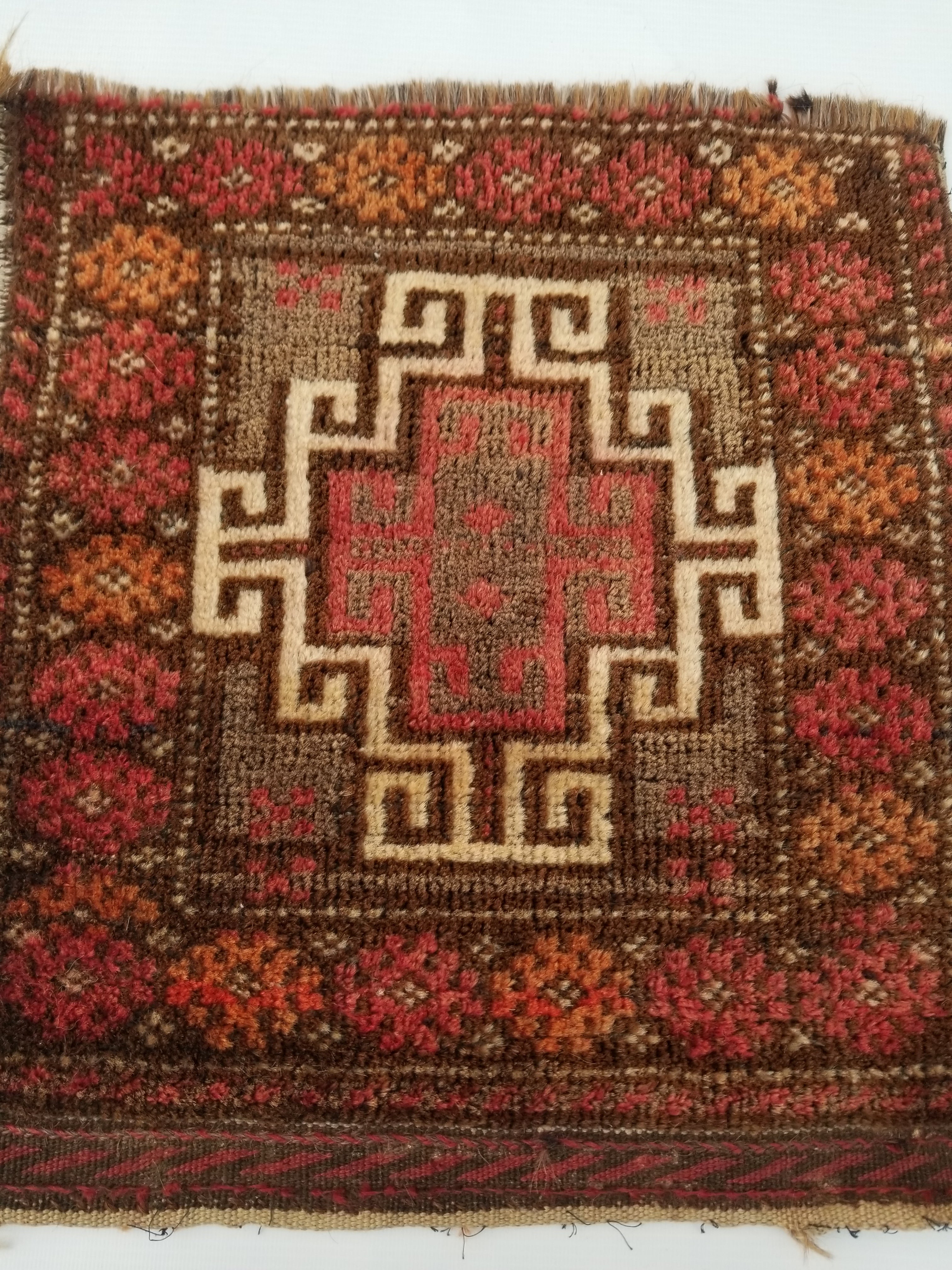 Antique Traditional Handmade Afghan Tribal Wool Multicolor Bag Face 44x40cm