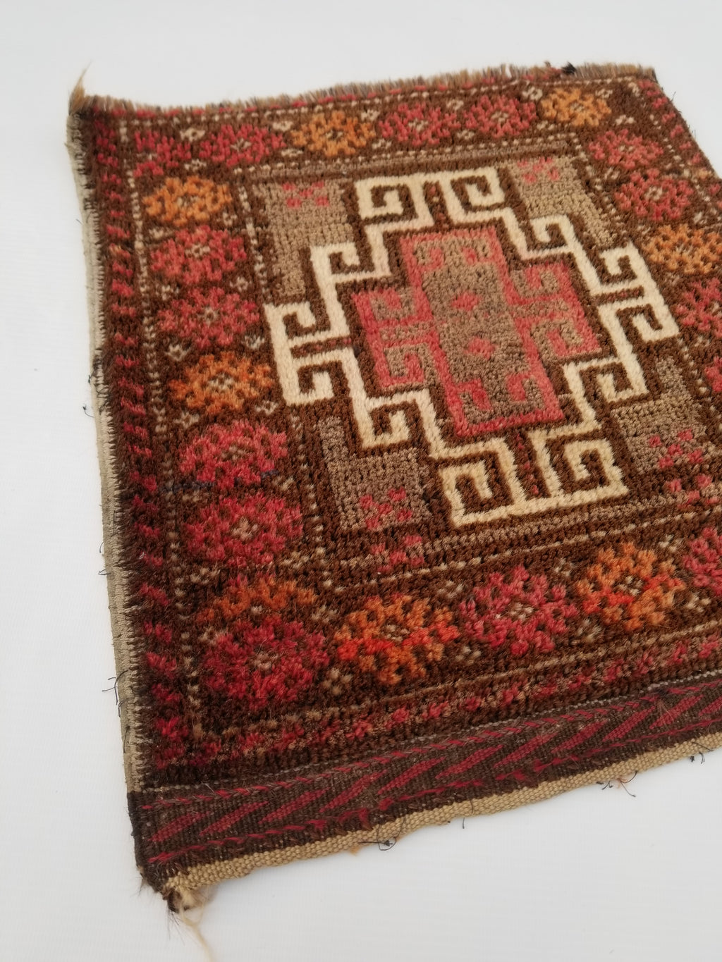 Antique Traditional Handmade Afghan Tribal Wool Multicolor Bag Face 44x40cm
