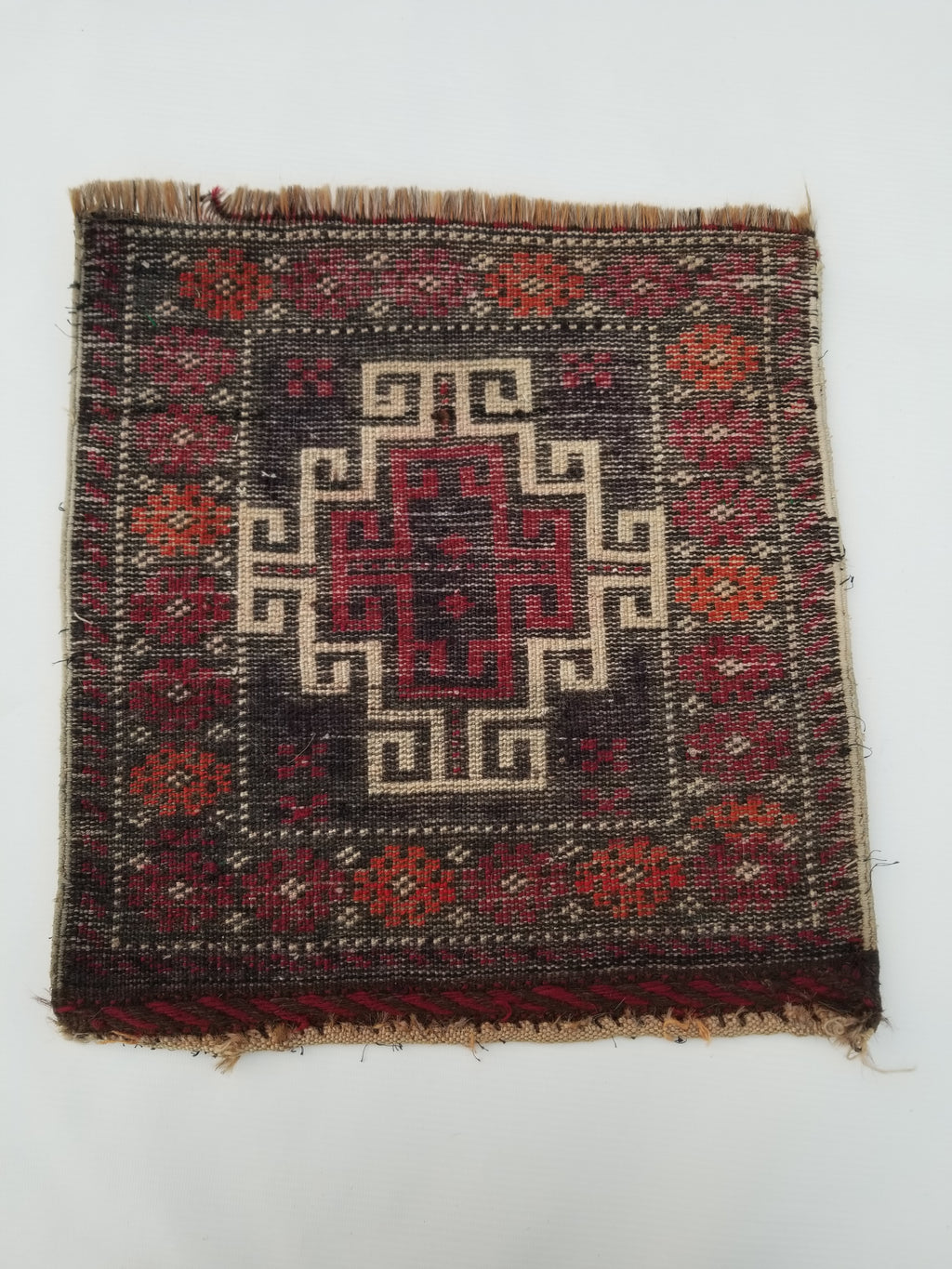 Antique Traditional Handmade Afghan Tribal Wool Multicolor Bag Face 44x40cm