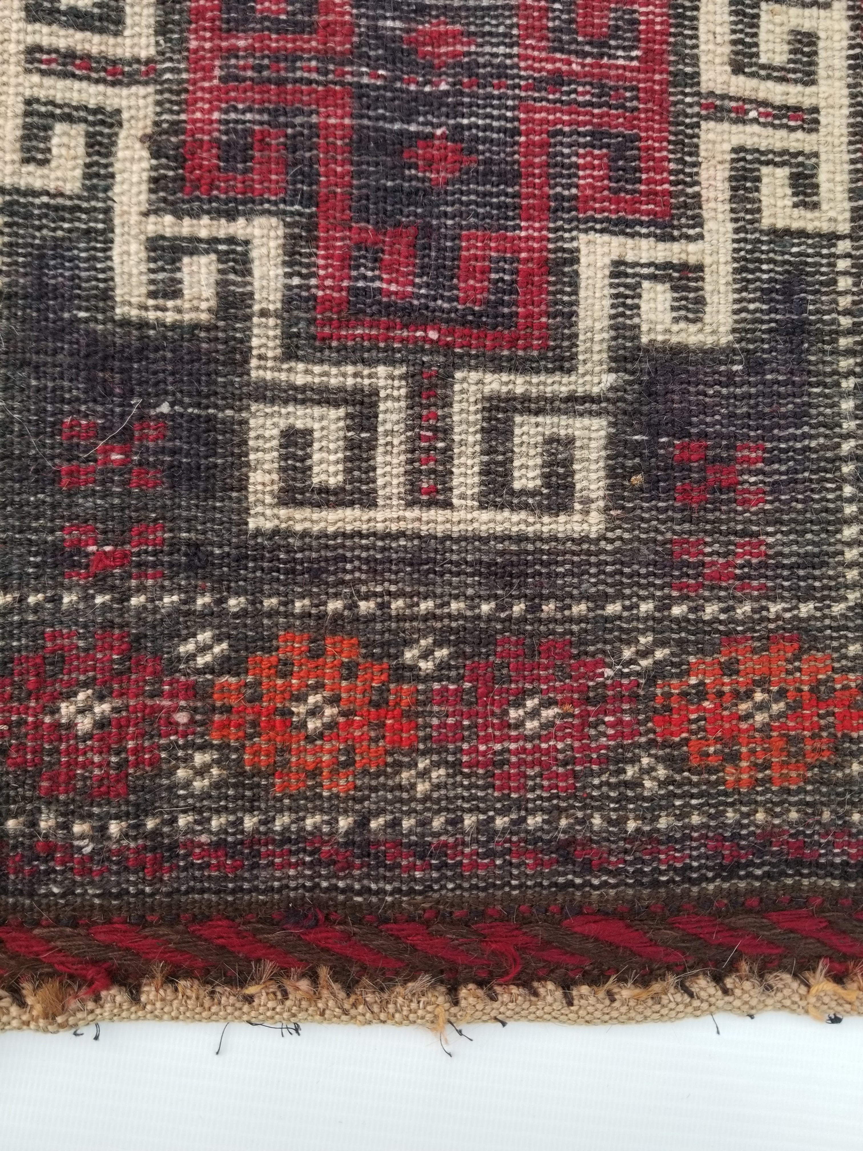 Antique Traditional Handmade Afghan Tribal Wool Multicolor Bag Face 44x40cm
